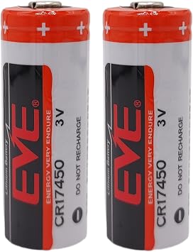 2-Pack EVE CR17450 3V Lithium Battery 2400mAh Replacement PLC Industrial Control Battery Non-Rechargeable