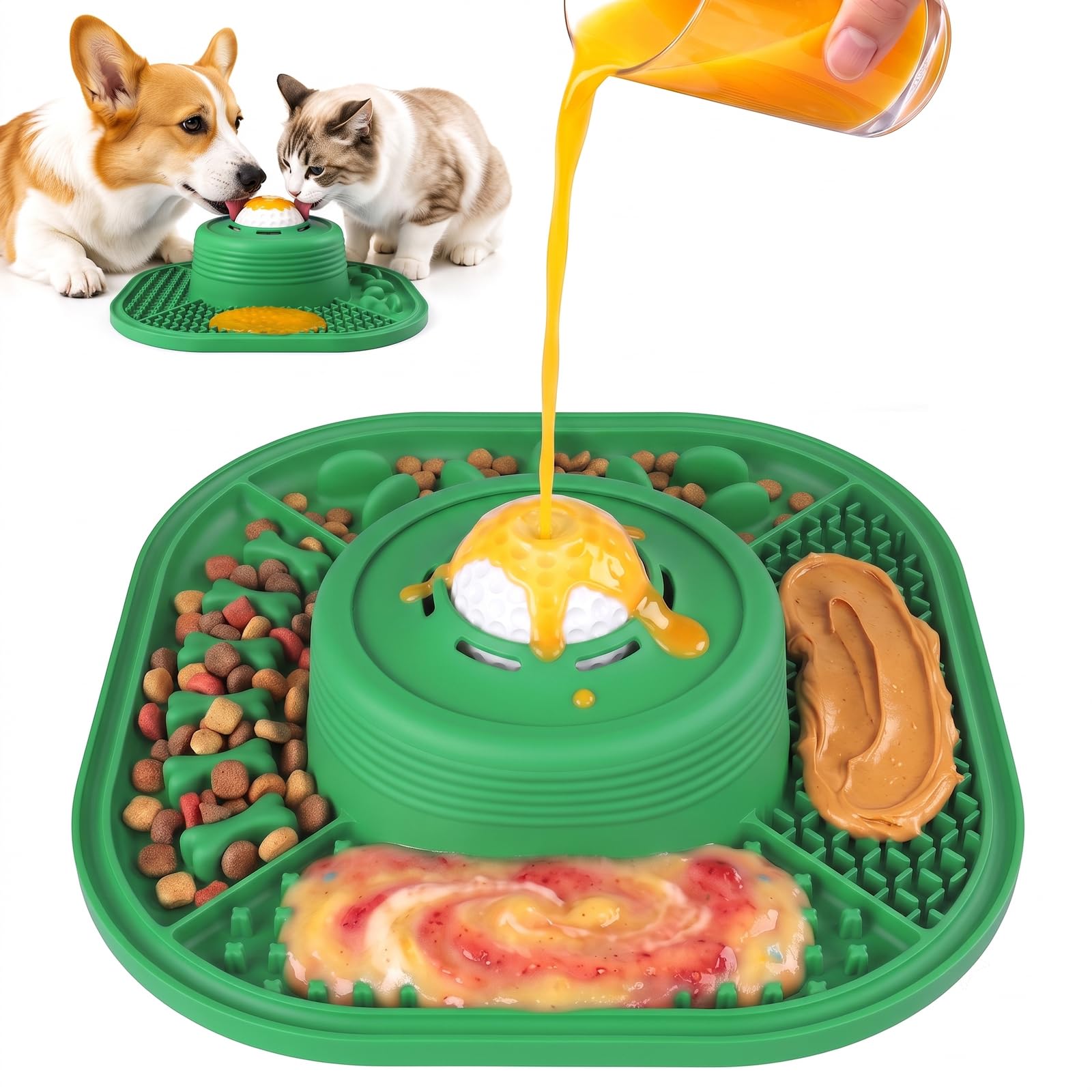 Viowey Dog Slow Feeder Bowl, Dog Licking Bowl with Rolling Ball, Detachable Slow Feeder Liquid Bowl | Anti Slip Dog Liquid Bowl with Suction Mat, Helps Prevent Bloating and Indigestion