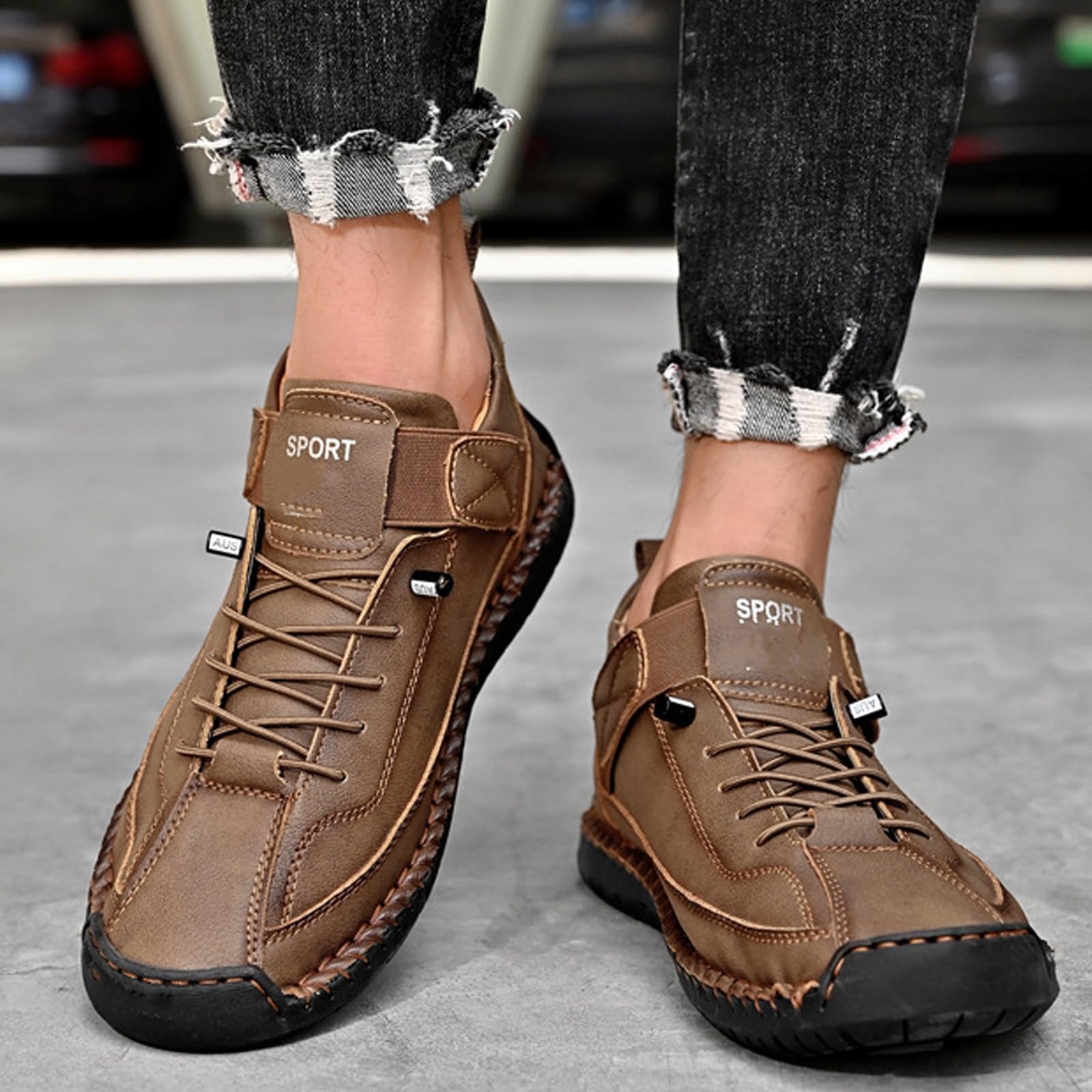 Emiline Scarpe da Ginnastica Ortopediche Unisex - Comode Scarpe in Pelle Fatte a Mano, Morbide Calzature per Esterno con Suola Antiscivolo