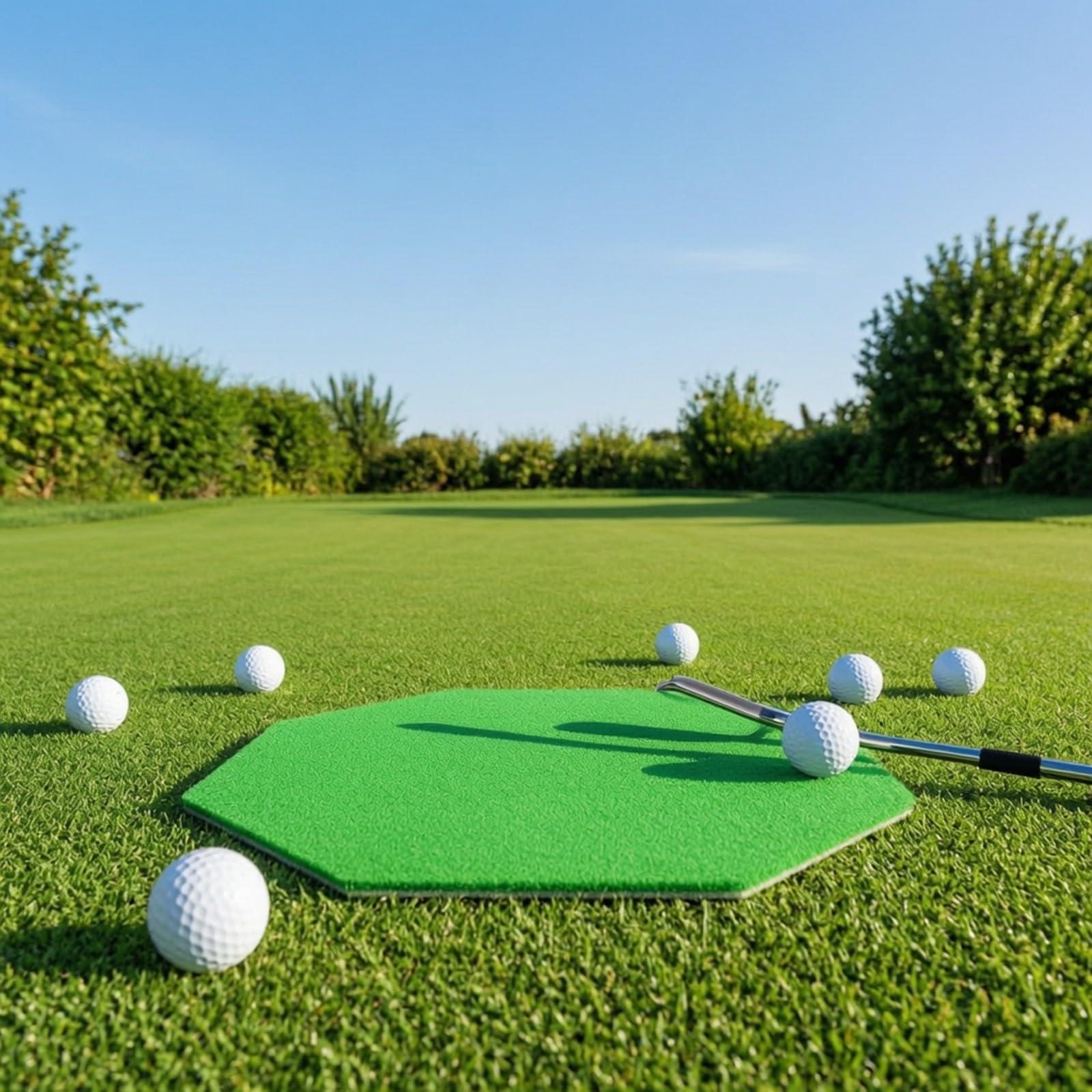 Achteckig Kunstrasenmatte für Golf | Golf-Abschlagmatte, Golfschlagmatte, für Zuhause, Garage, Golfer