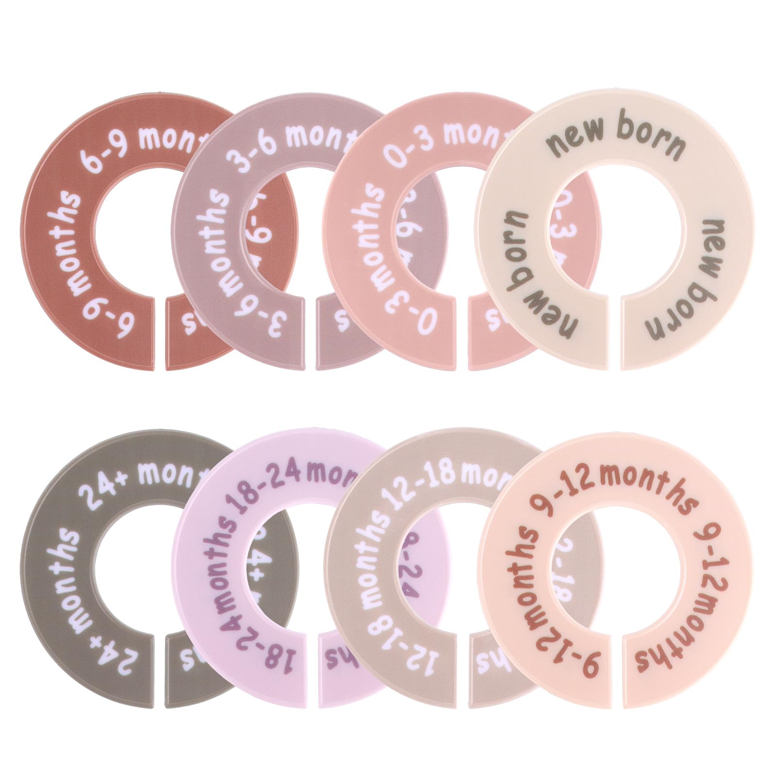 Goktvai 8pcs Baby Clothes Dividers for Closet Plastic Nursery Closet Organizers Round Size Outfit Dividers for Newborn Toddler Age Labels Wardrobe Decor & Storage Solution