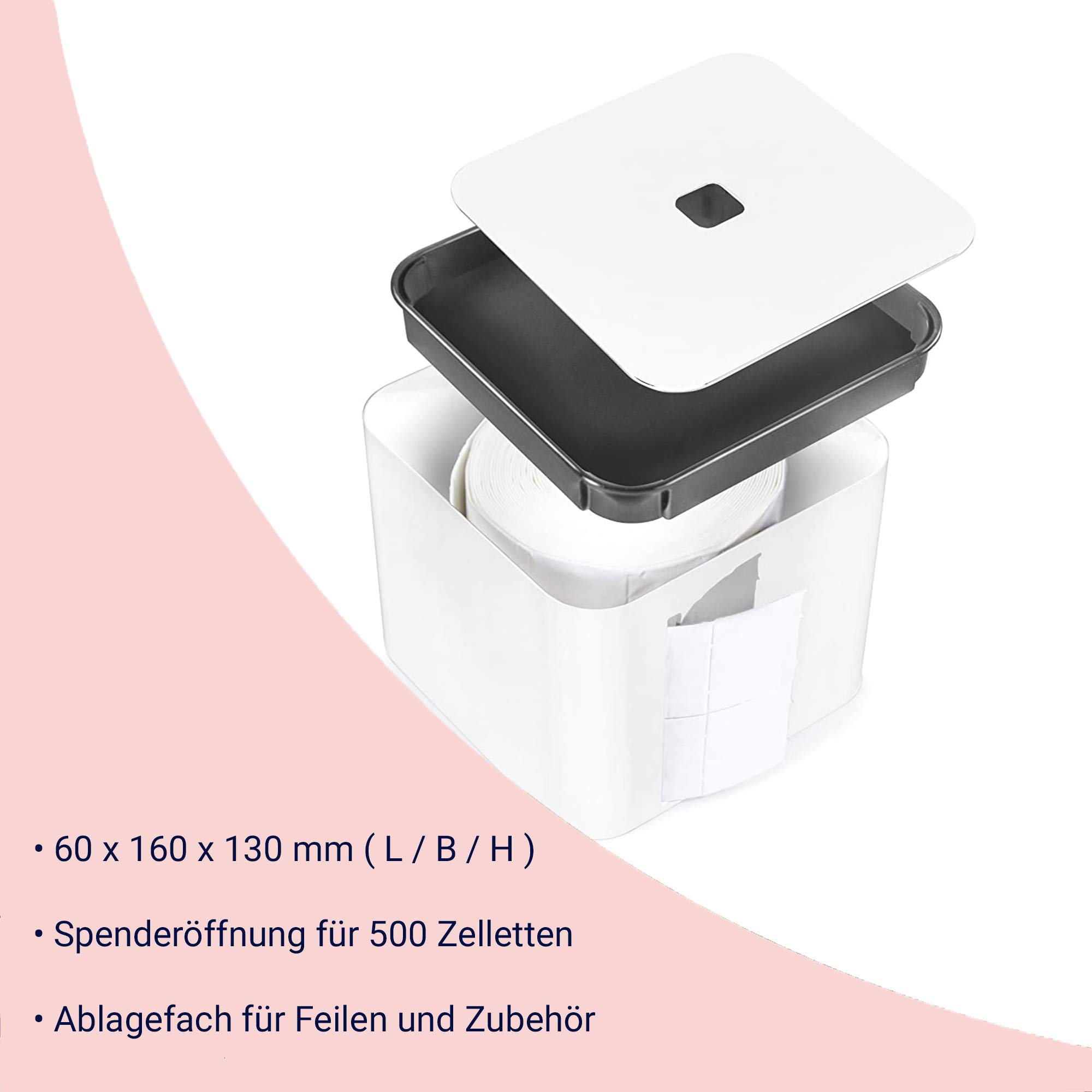 Clean Pad Box - The Cube - elegante Clean Pad Spender für Nägel Design - für professionelle Nagelstudios entwickelt und ideal für Anfänger - Clean Pads für professionelle Gelnägel