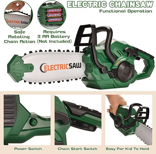 Miniatura 5 de Motosierra para niños, 29 piezas de motosierra de juguete para niños, motosierra falsa para niños, motosierra de juguete para niños, motosierra de