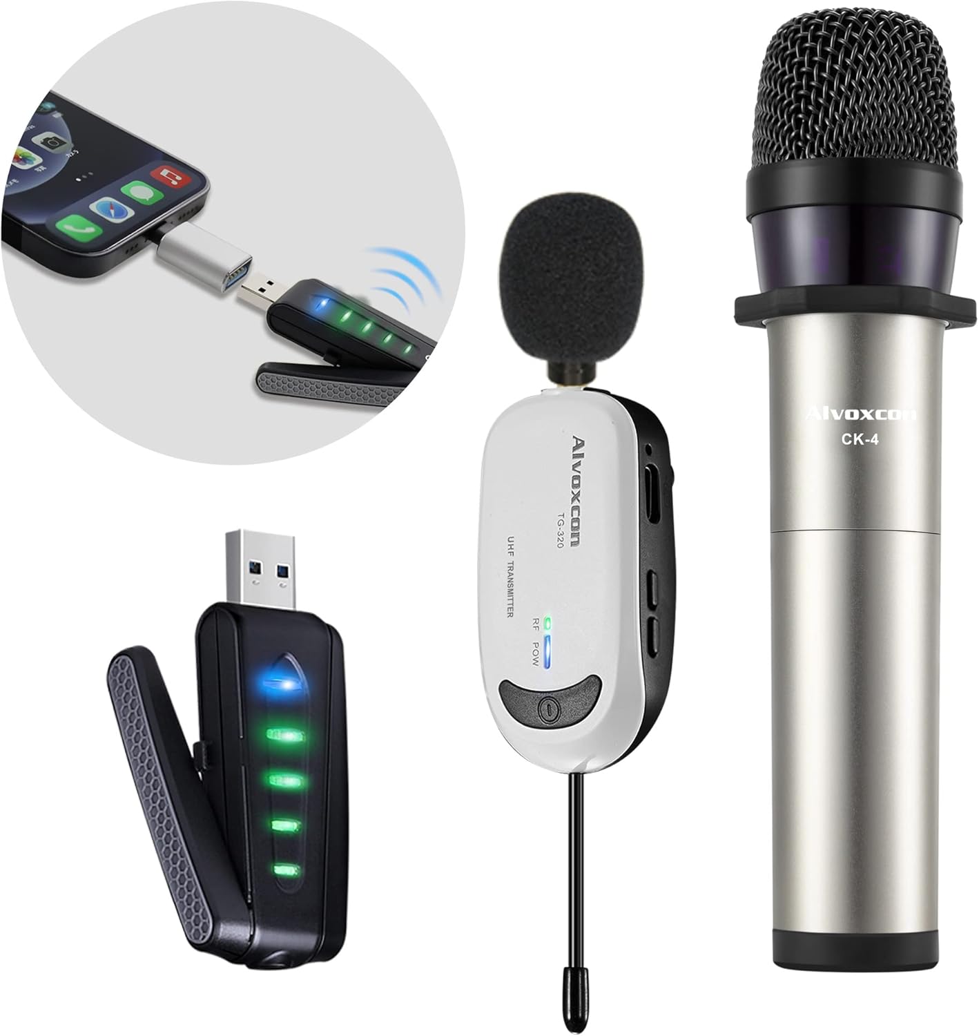 Alvoxcon Wireless USB Microphone for iPhone & Computer