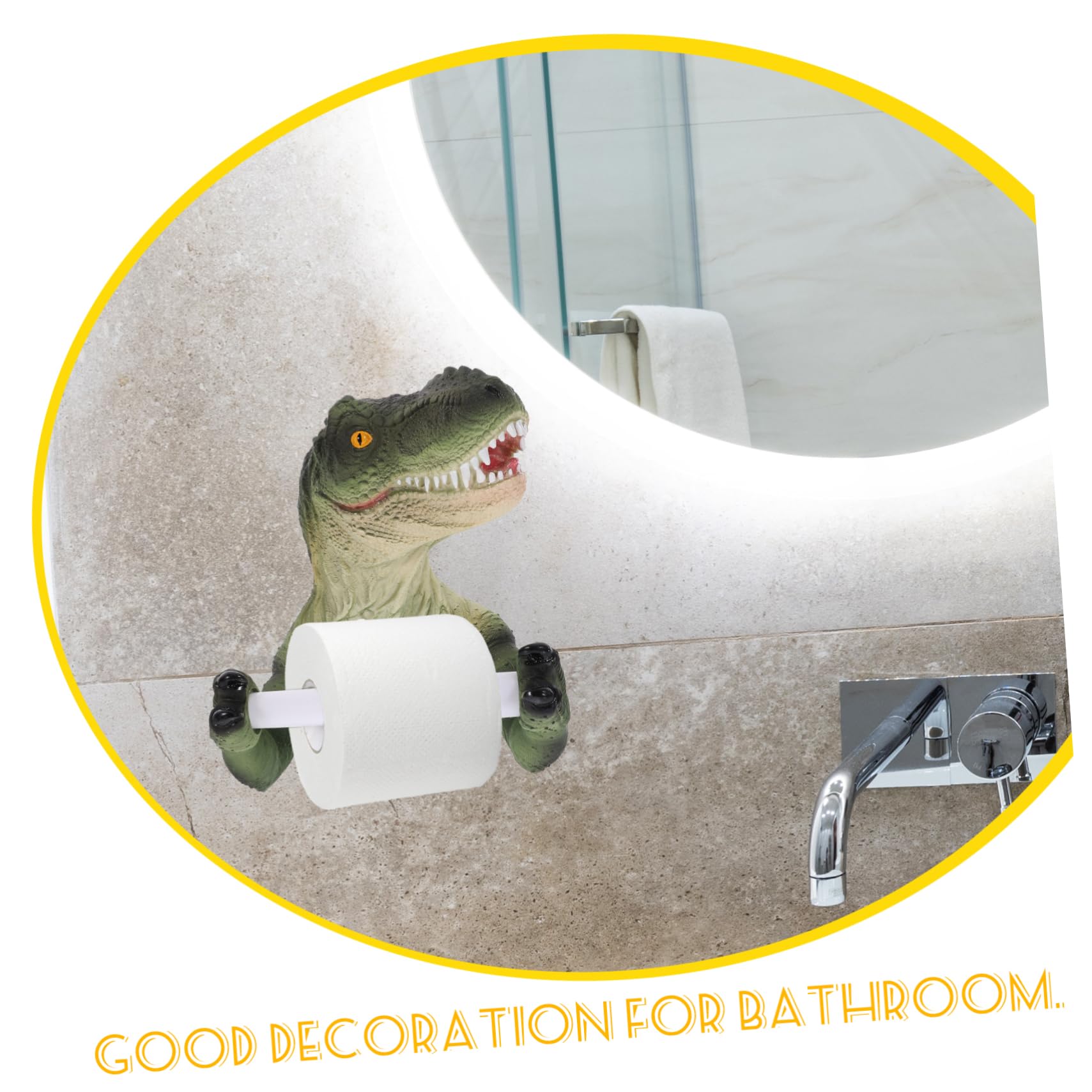 Portarrollos de Papel Higiénico de Dinosaurio Adhesivo de Resina | Diseño Decorativo para Pared de Baño, Accesorio Duradero, Instalación Adhesivo