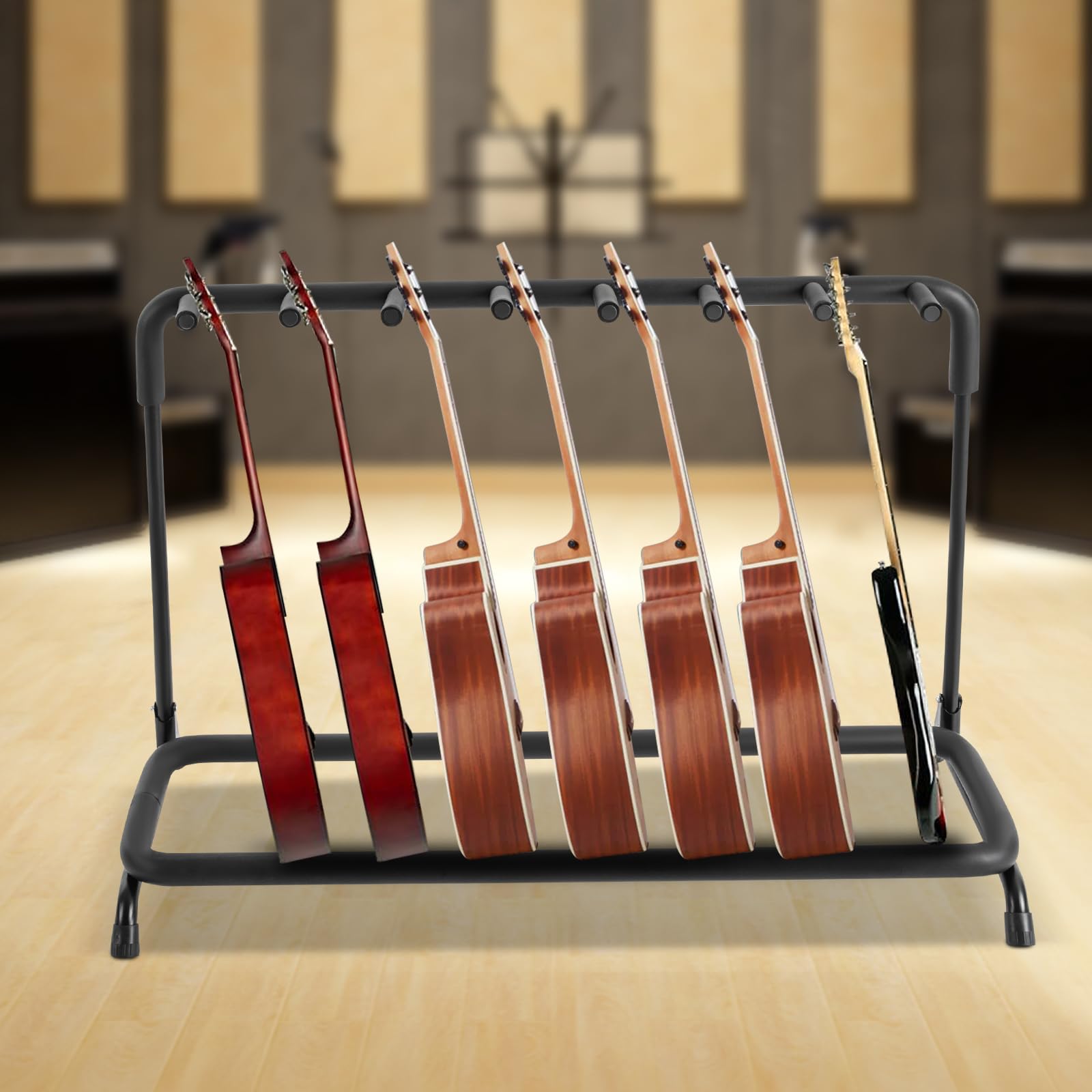 Supporto pieghevole per chitarra portatile multiplo supporto per chitarra in metallo, supporto per 7 chitarre elettriche, supporto per chitarra acustica, supporto imbottito per la casa, lo