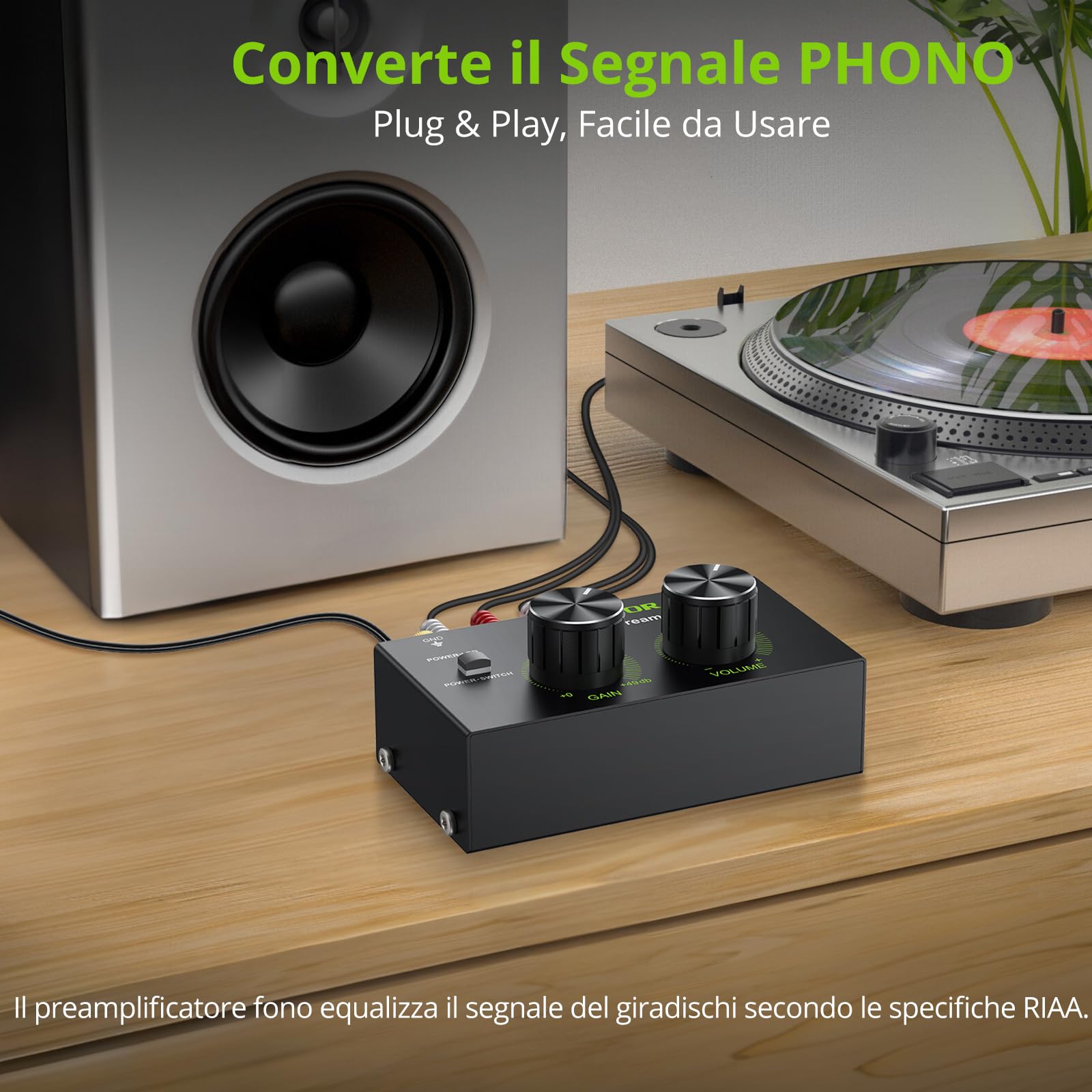 LiNKFOR Preamplificatore Giradischi Phono RCA 6.35mm DC 12V