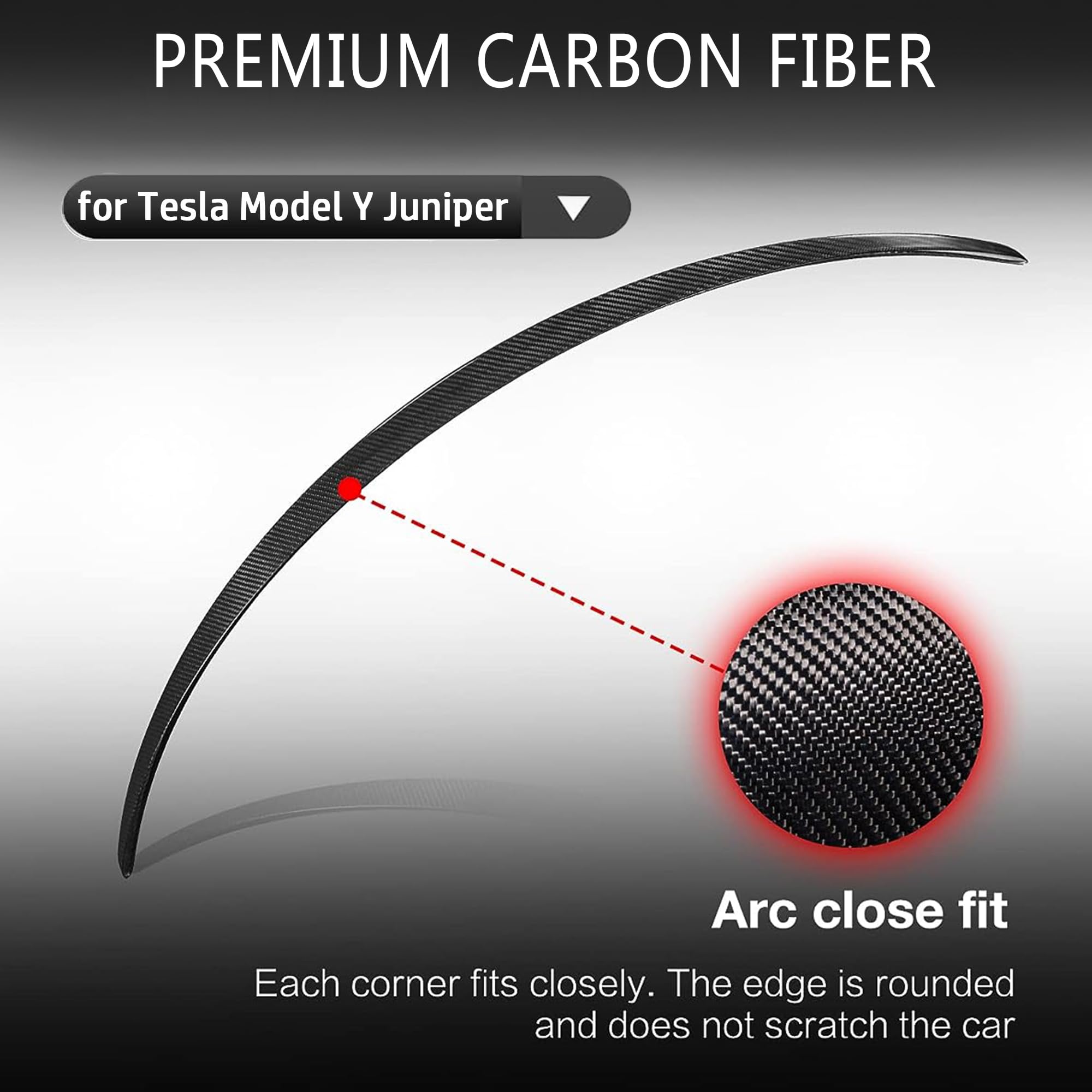 per Tesla Model Y Juniper Spoiler Originale Spoiler posteriore Ala Labbro Opaco Fibra di Carbonio per Tesla 2025 2026 Model Y Juniper Accessori (Fibra di Carbonio Opaca)