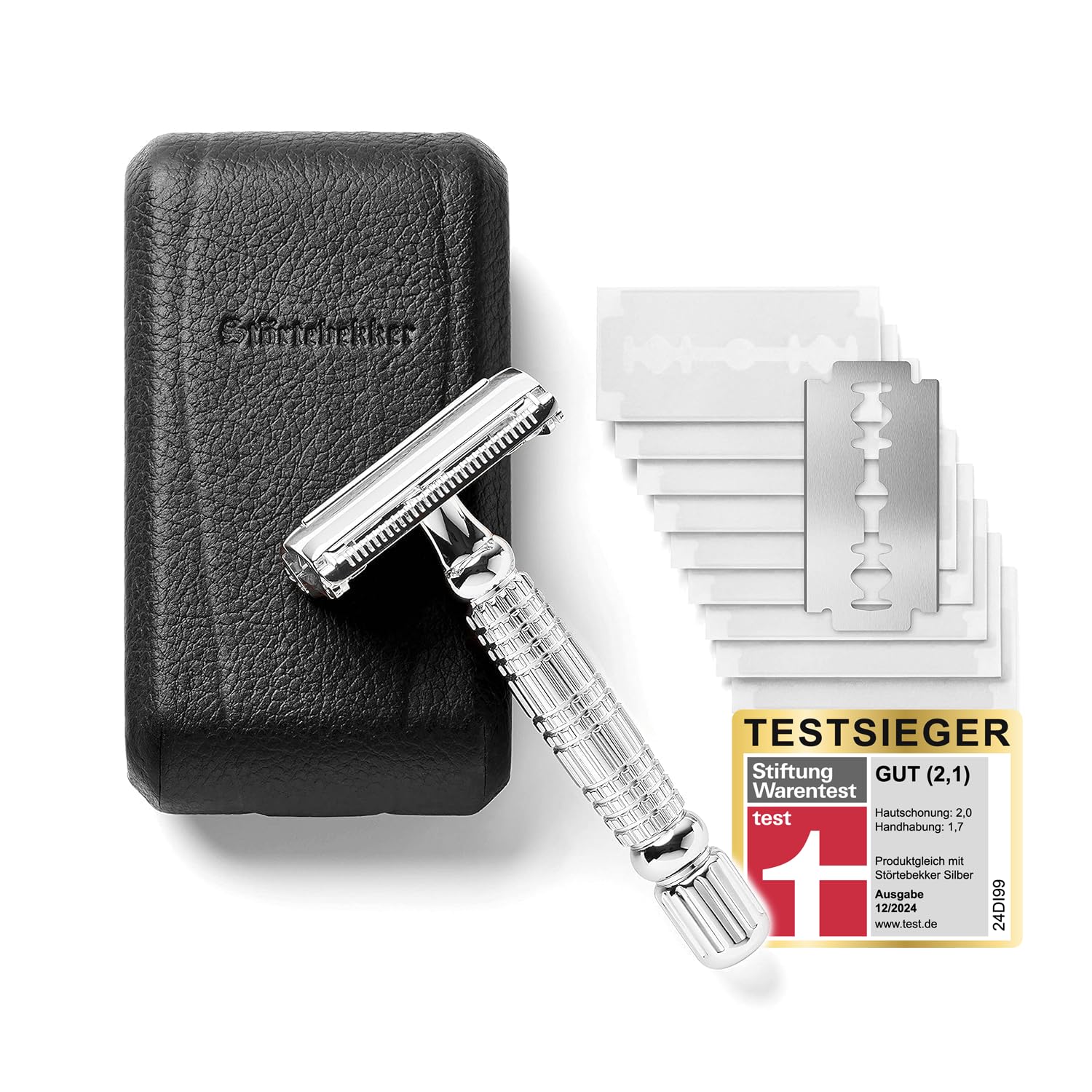 Störtebekker® Premium Shower & Shave Essential Set - Rasierset & Duschset für Herren - mit Rasierhobel (Silber/Schwarz), Rasiergel, After Shave Balm, Alaunstein, festem Shampoo & Alu Seifendose
