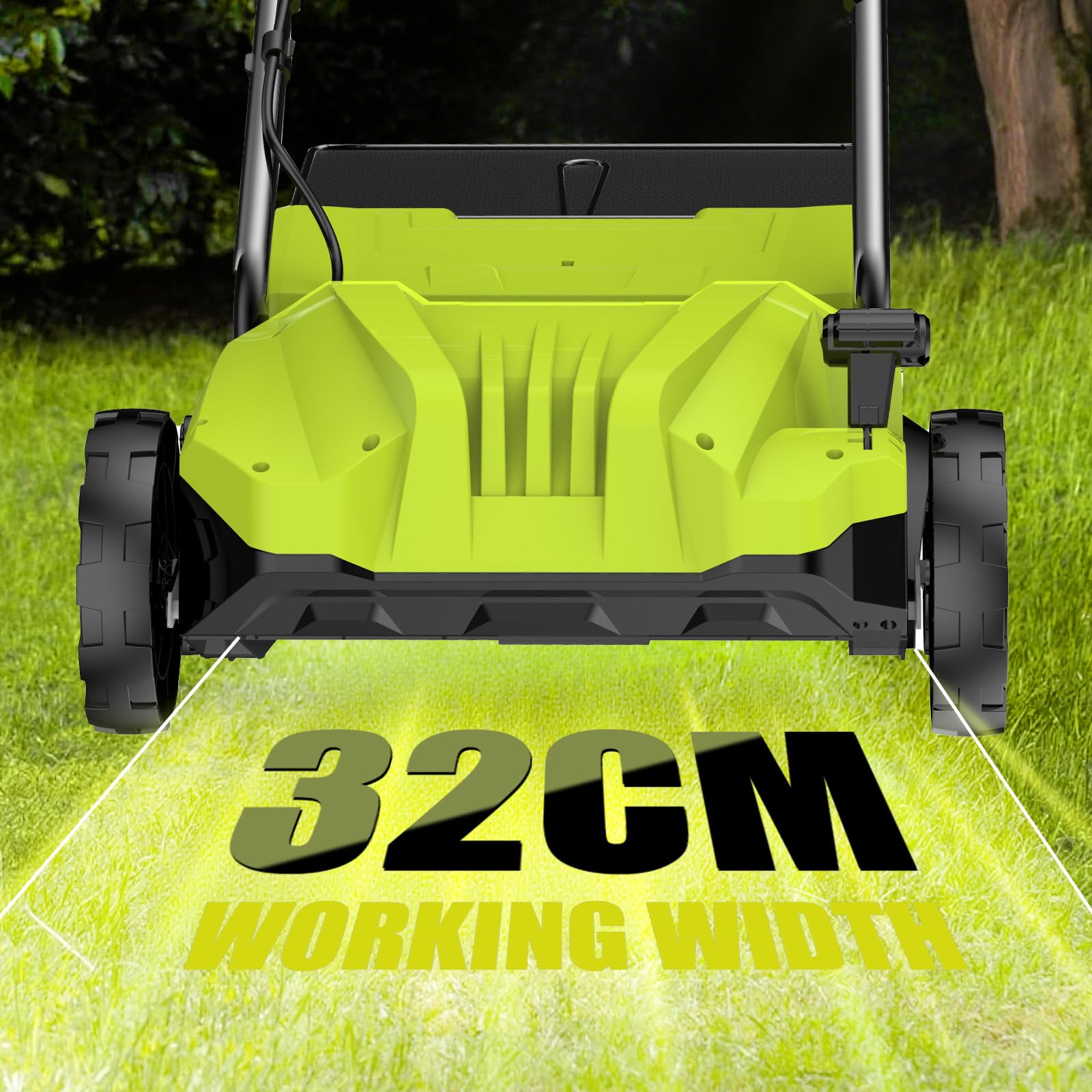 Scarificateur Électrique 1500W 2-en-1, Aérateur de Gazon avec 4 Hauteurs Réglables, Largeur 32cm, Bac 30L et Moteur 3000tr/min pour Pelouse