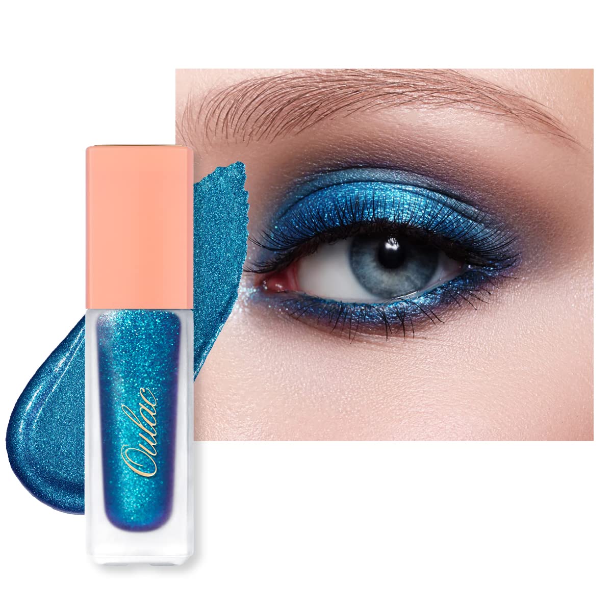 Oulac Sombras de Ojos Líquida Brillante - Sombras de Ojos Líquida Pigmentada, Iluminador de Ojos Duradero y Combinable, Secado rápido y Fácil de Quitar, No Graso, Veganos, Azul Océano (10)