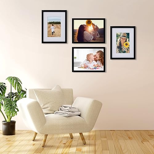 Vista 41 de KINLINK Juego de 2 portarretratos de 6 x 8 pulgadas, marco de fotos de madera mate de 4 x 6 pulgadas con plexiglás para 4 x 6 con paspartú o 6 x 8