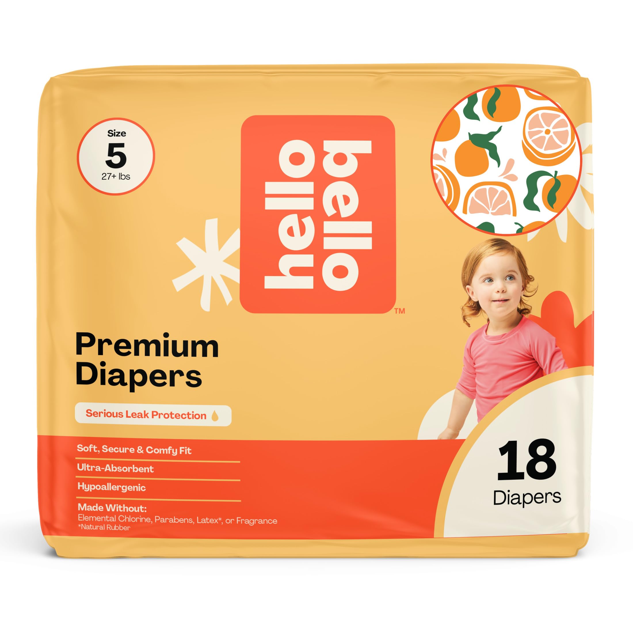 Photo 1 of Hello Bello Premium Diapers Size 5 (27+ lbs) Main Squeeze Designs, 18ct Jumbo Pack