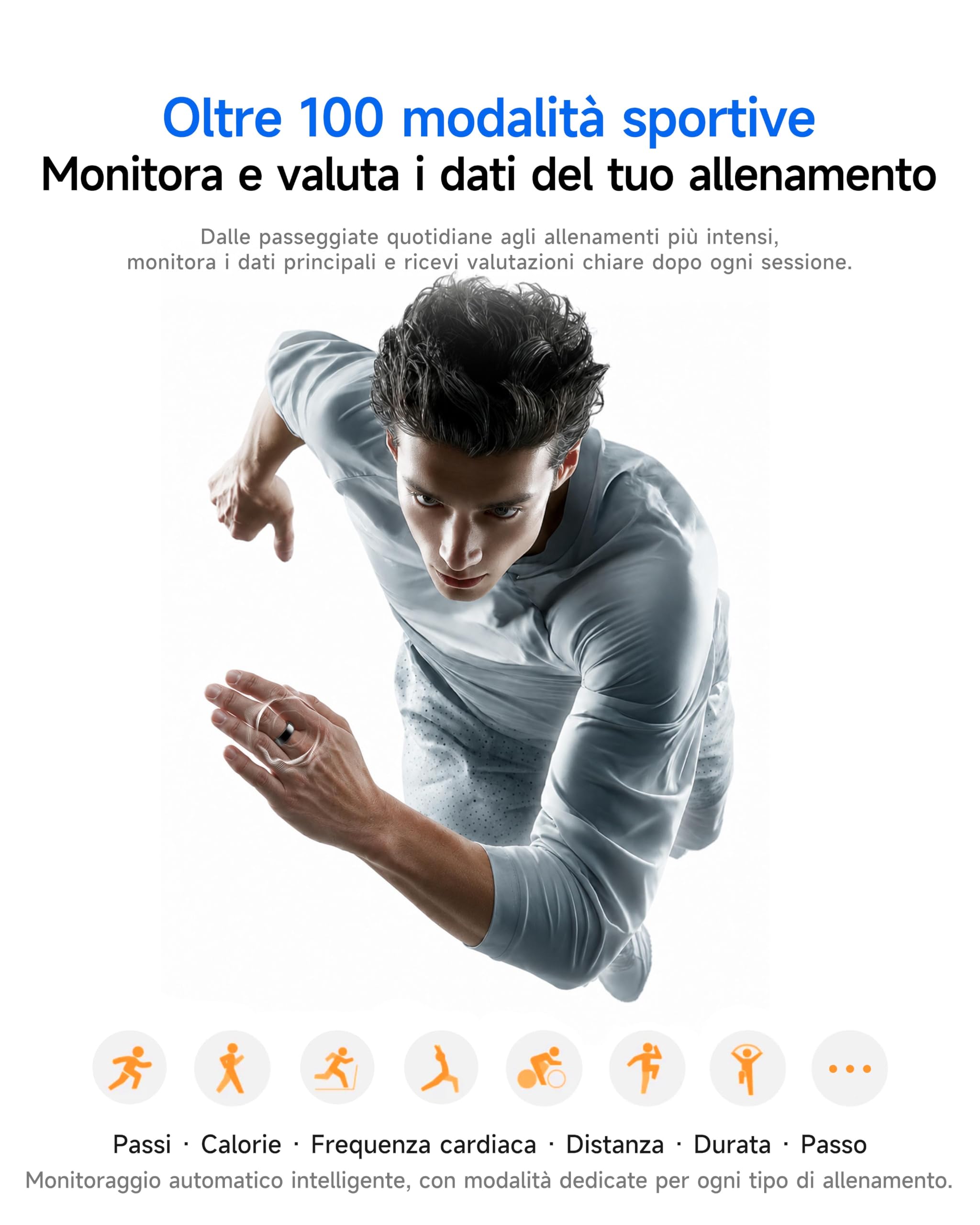 HOU Anello Smart, Nessun Abbonamento, Ceramica Nera, Misura 11 | Monitoraggio Sonno e SpO2丨Frequenza Cardiaca丨Impermeabile IP68丨Batteria fino a 30 giorni丨Oltre 100 modalità sportive