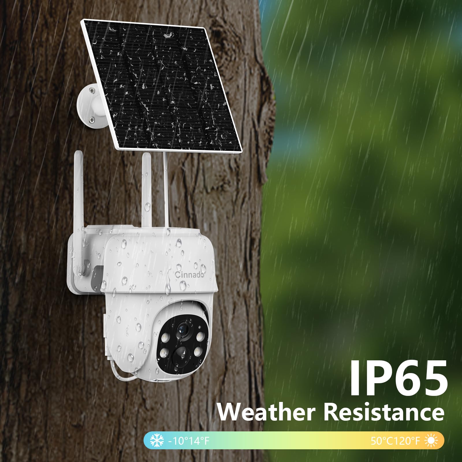 Cinnado 4G LTE 2K 3MP Camera Exterieur sans Fil Solaire, Batterie 9000 mAh | Camera de Surveillance sans Internet et sans WiFi, PIR Détection Humaine IA, IP65 Étanche, Carte SIM Virtuelle Incluse