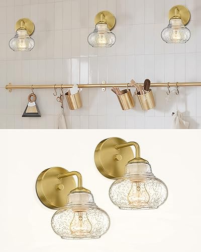 Miniatura 1 de ELYONA Apliques de pared de vidrio con burbujas doradas, modernas lámparas de tocador de baño, lámparas industriales de montaje en pared para casa