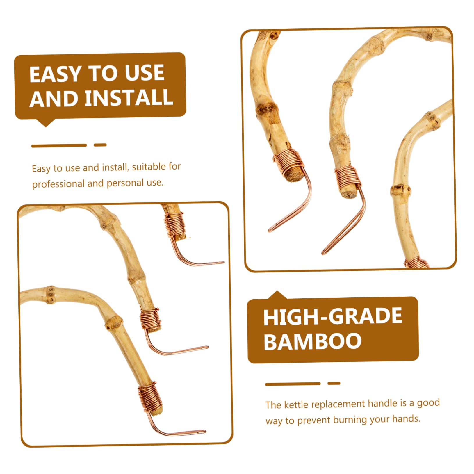 Alipis Accesorios Fáciles de Instalar y Usar para Tetera y Hervidor 4 Piezas de Mango de Bambú para Uso Profesional y Personal en Cocina