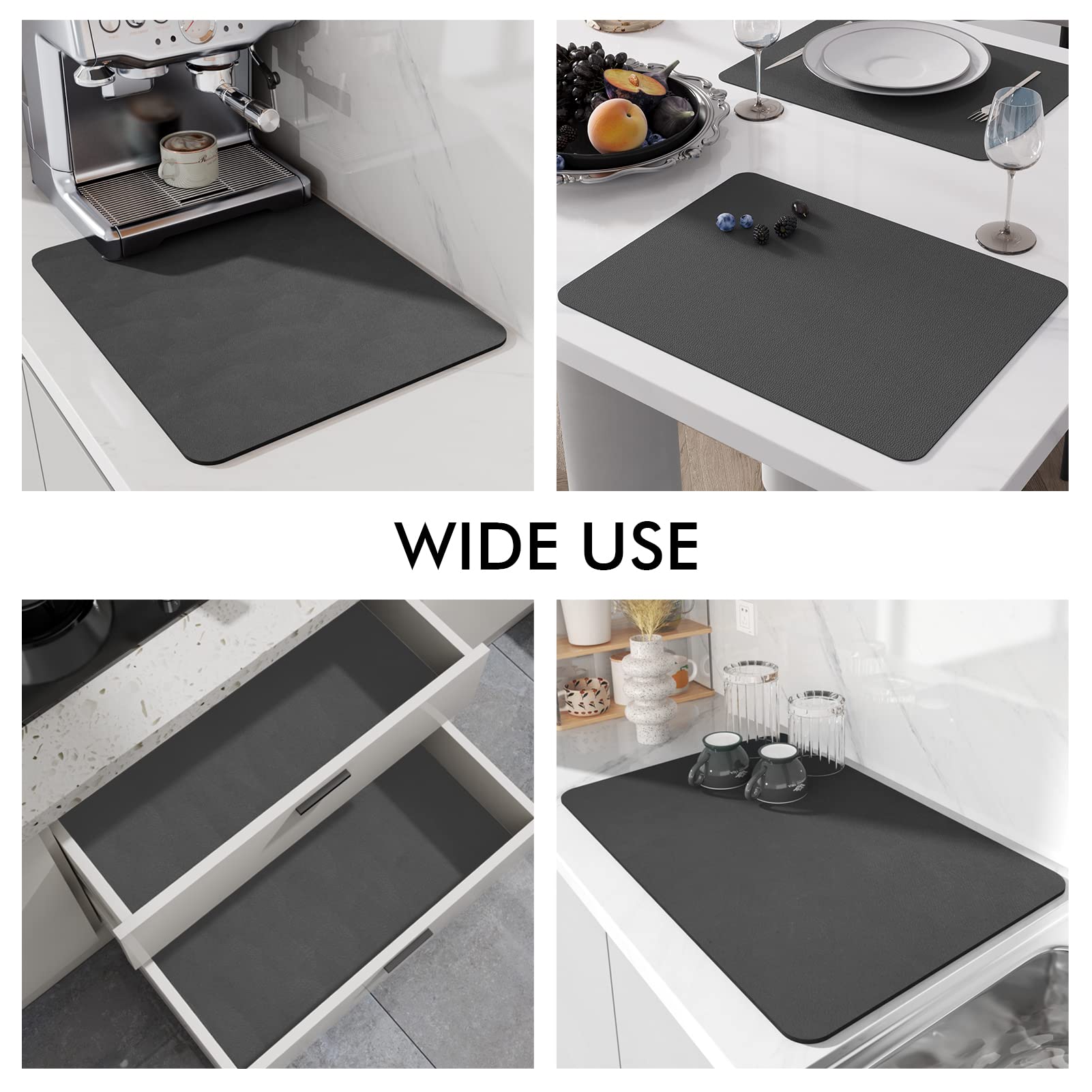 Dish Drying Mat for Kitchen Counter Dish Drying Pad with Non-Slip Rubber Backed - Image 4