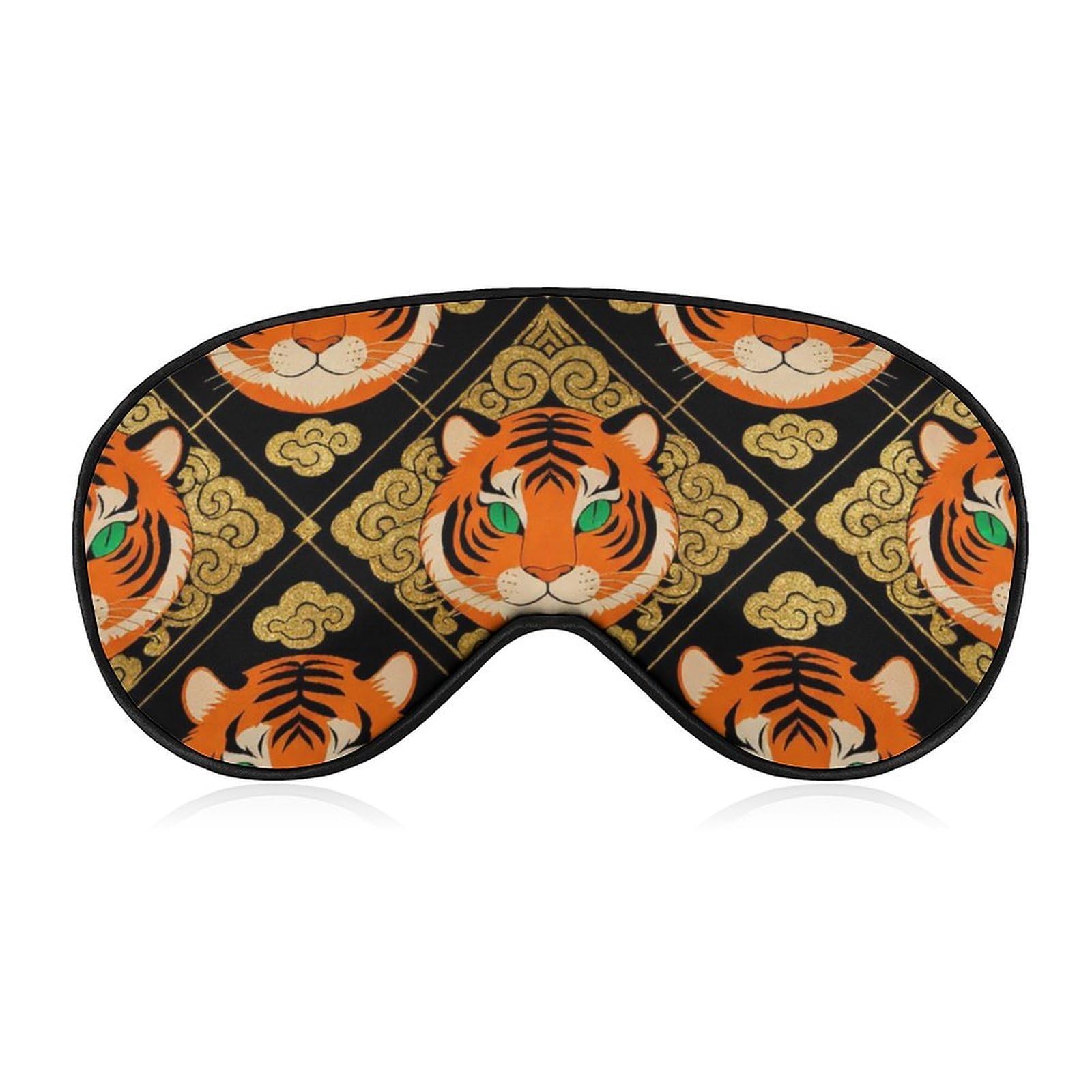 Sleep Mask Blackout Eye Mask for Sleeping Tiger Pattern Night Blindfold for Men Women