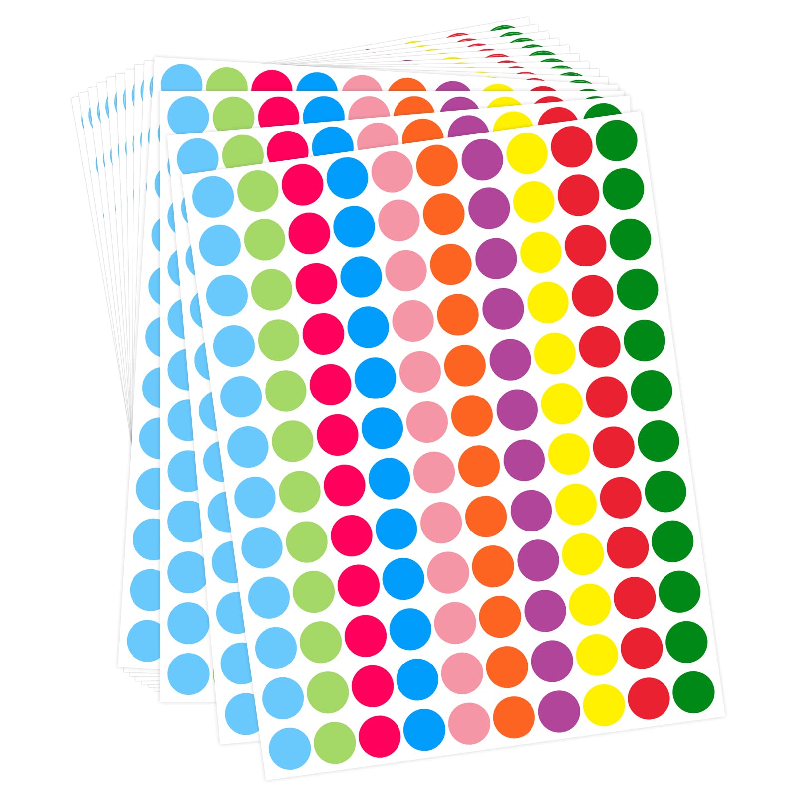 2640 Pcs 3/4" Round Colour Coding Circle Dots Stickers Labels - 10 Assorted Bright Colors - Permanent Adhesive