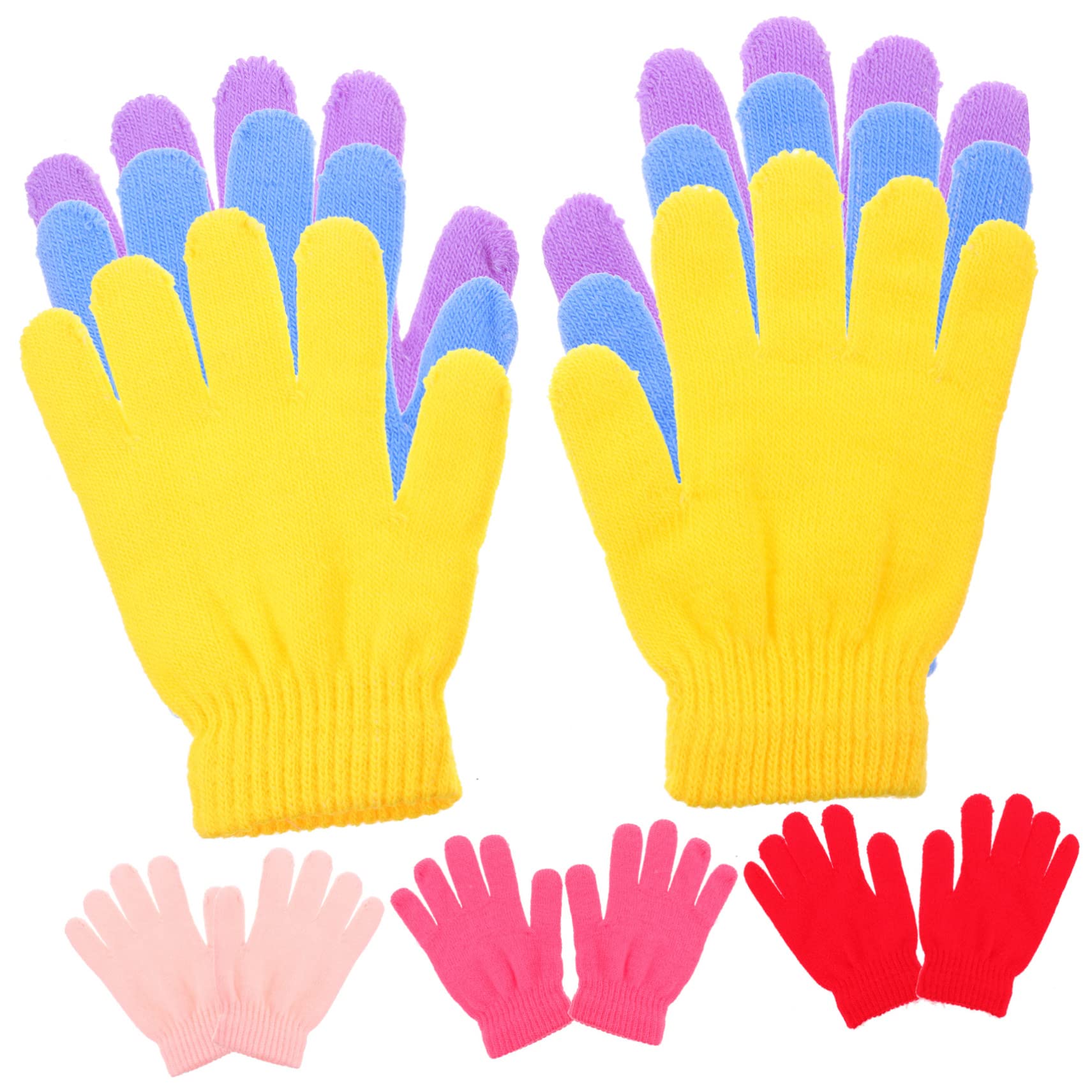 GAROZATION Thick Fleece Finger Mittens for Boys and Girls 6 Pairs Warm Winter Gloves Non-skid Cold-proof Durable for Children's Birthday Present