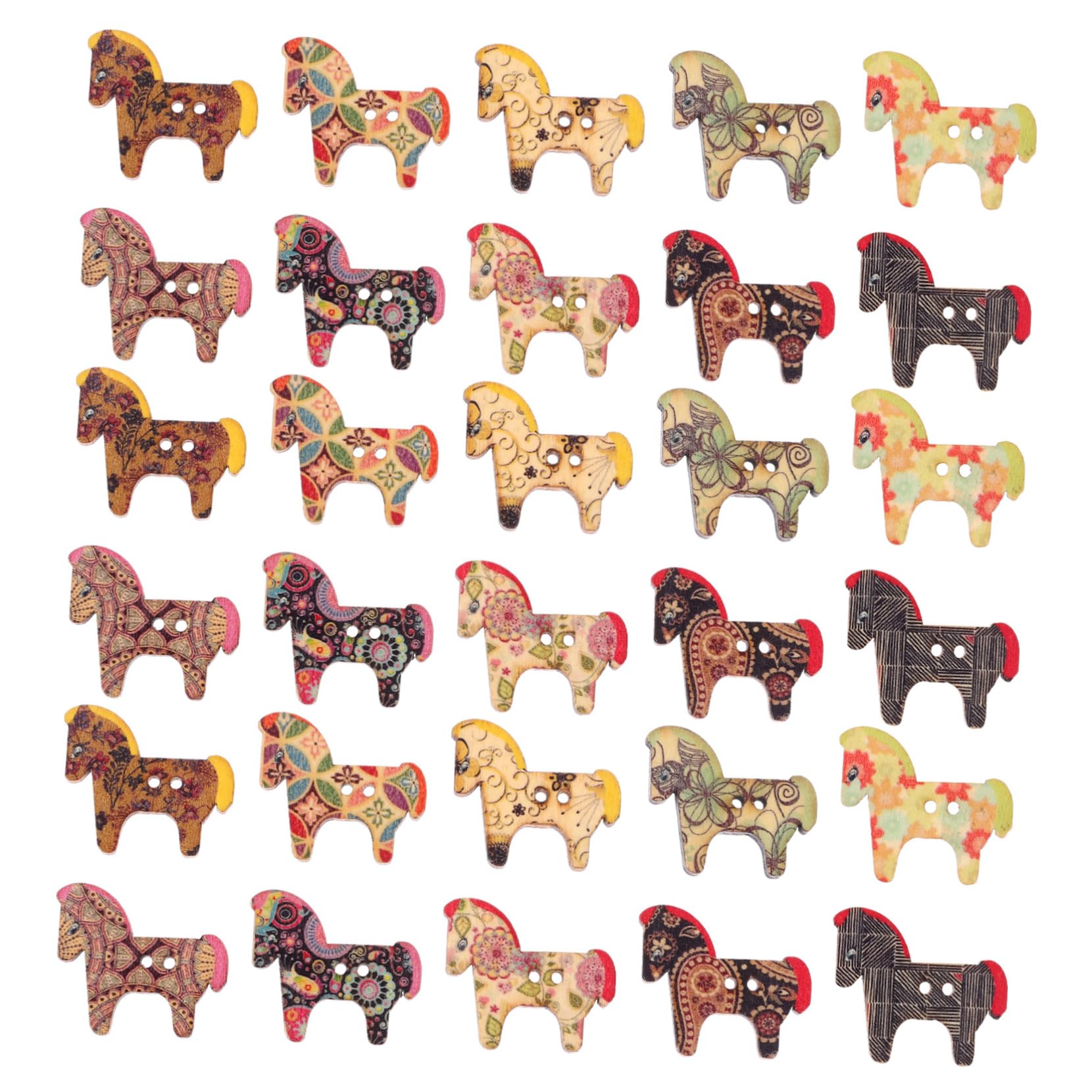 Bottoni Decorativi a Forma in Legno, 50 Pezzi