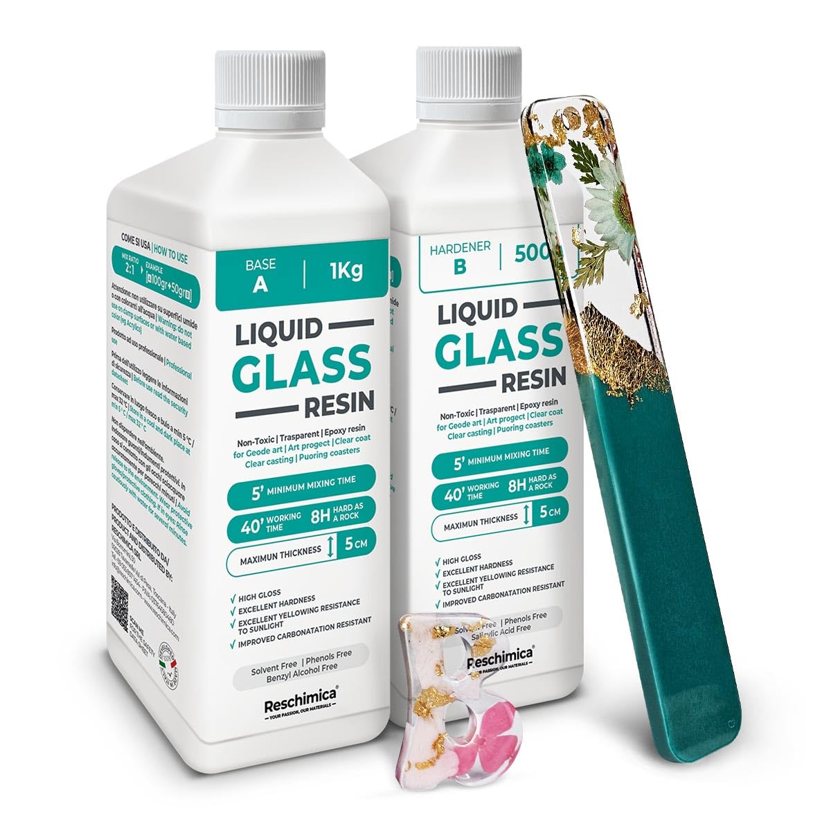 Résine Époxy Transparente Liquid Glass Effet Verre 1,5 kg pour Bricolage Bijoux DIY