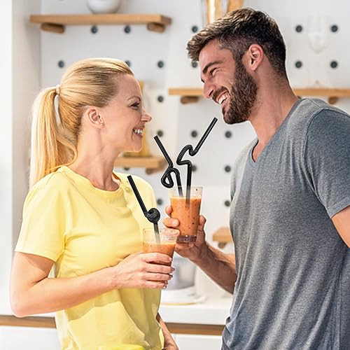 Miniatura 5 de 500 popotes negros, popotes desechables de plástico para beber, popotes flexibles extralargos, popotes flexibles desechables para fiestas, popotes