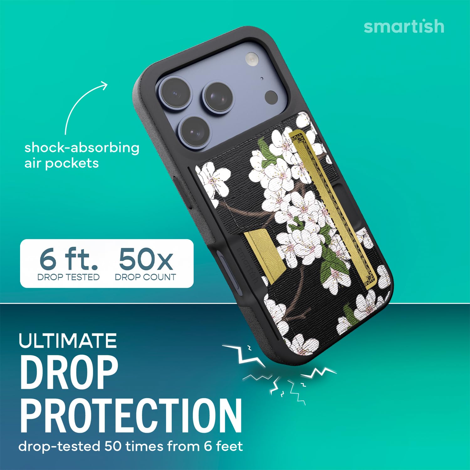 Smartish® Custodia a portafoglio per iPhone 17 Pro - Portafoglio Slayer Vol. 2 [Sottile + protettivo] Porta carte di credito con supporto - Custodia con slot per carte nascosto a prova di caduta per