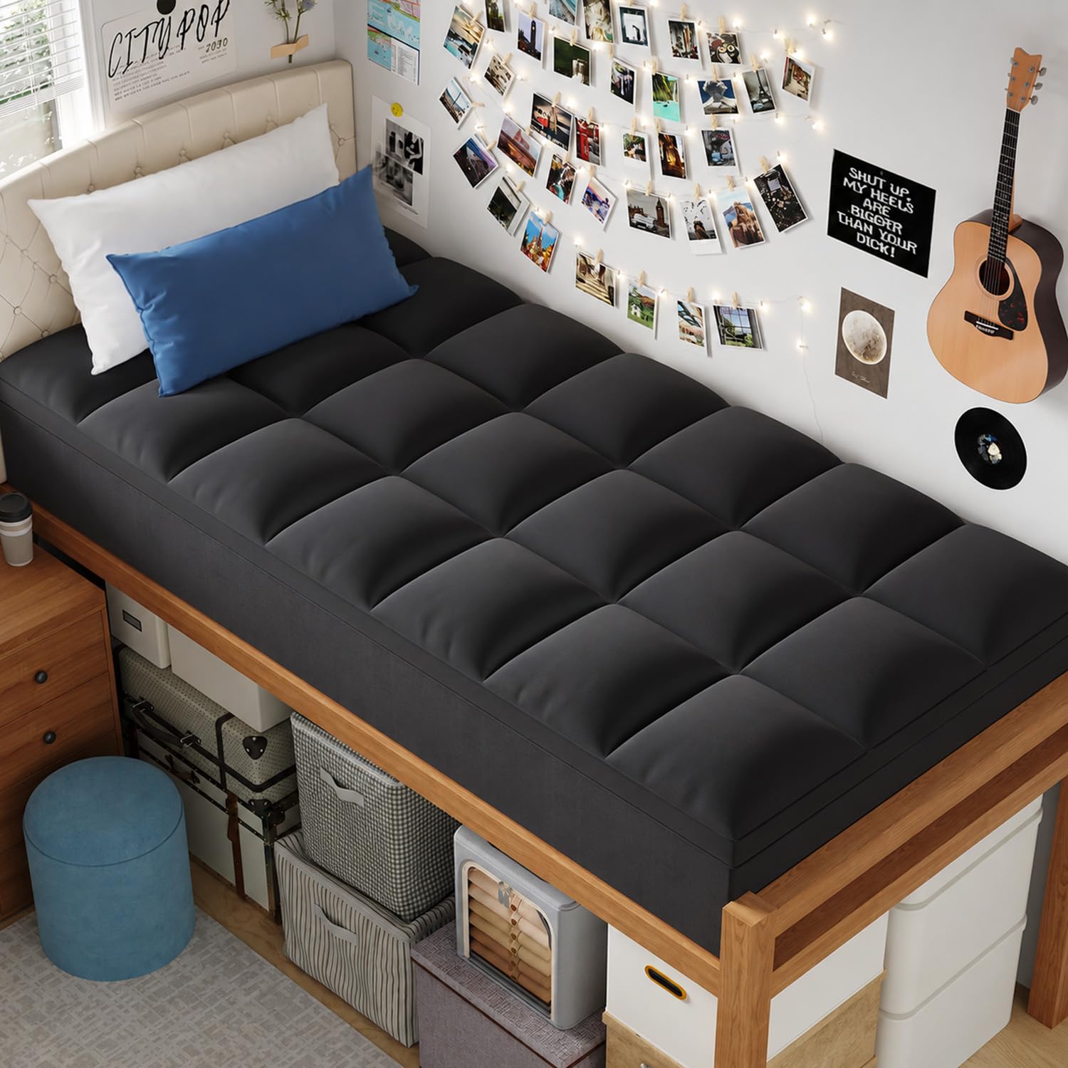 Photo 1 of ELEMUSE Twin XL Mattress Topper - Black
