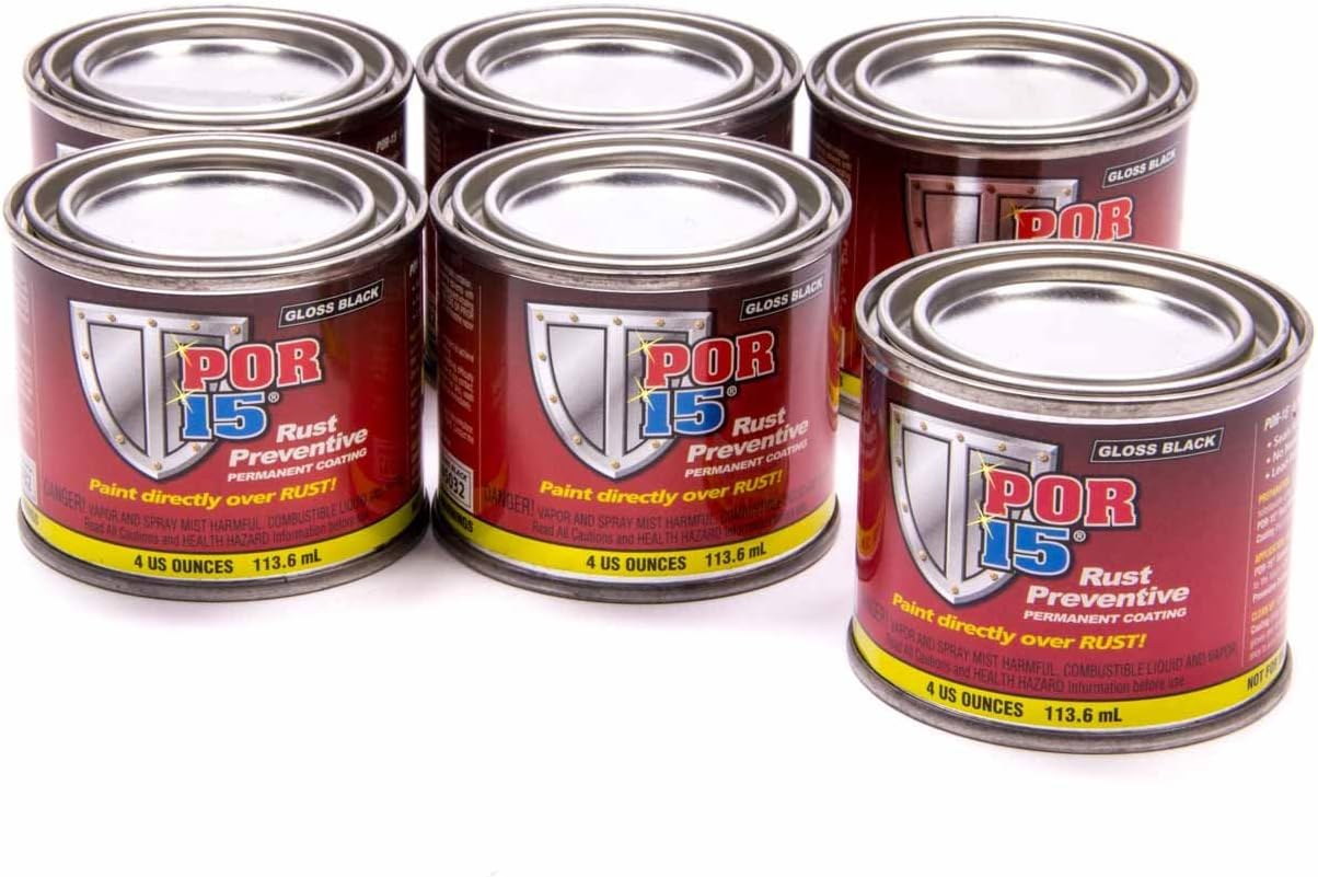POR15 Six Pack Black Rust Preventative Paint Kit - 6 x 118ml Tins of Paint Stop Rust Permanently!