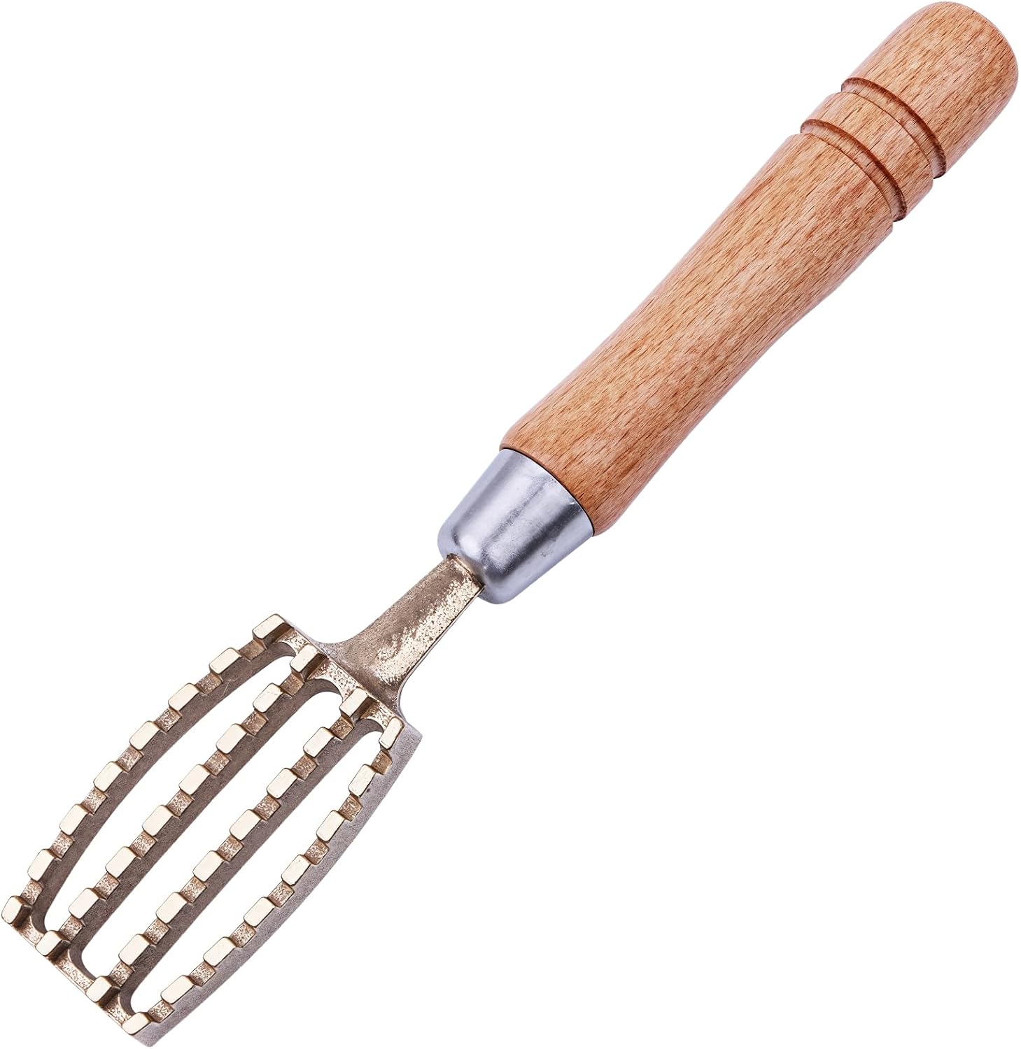 8.3 X 1.2 Inch Fish Scaler With Brass Sawtooth Blade, Wooden Handle Tool For Fast Fish Scale Removal