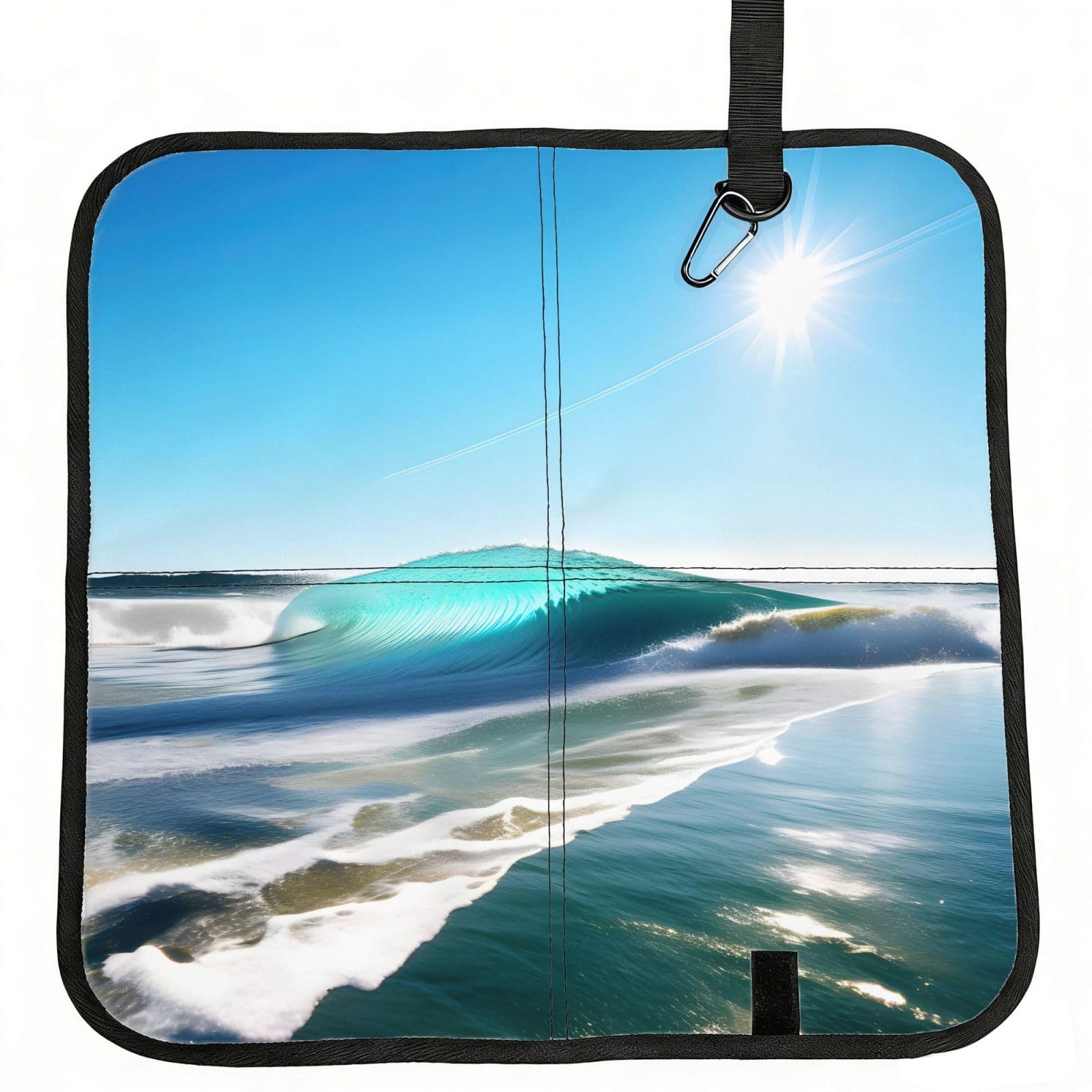 YGLHBDPBF Clear Sky Wave Beach Print Camping seat cushion,Foldable Sitting Pads,Save Backpack Space for Hiking
