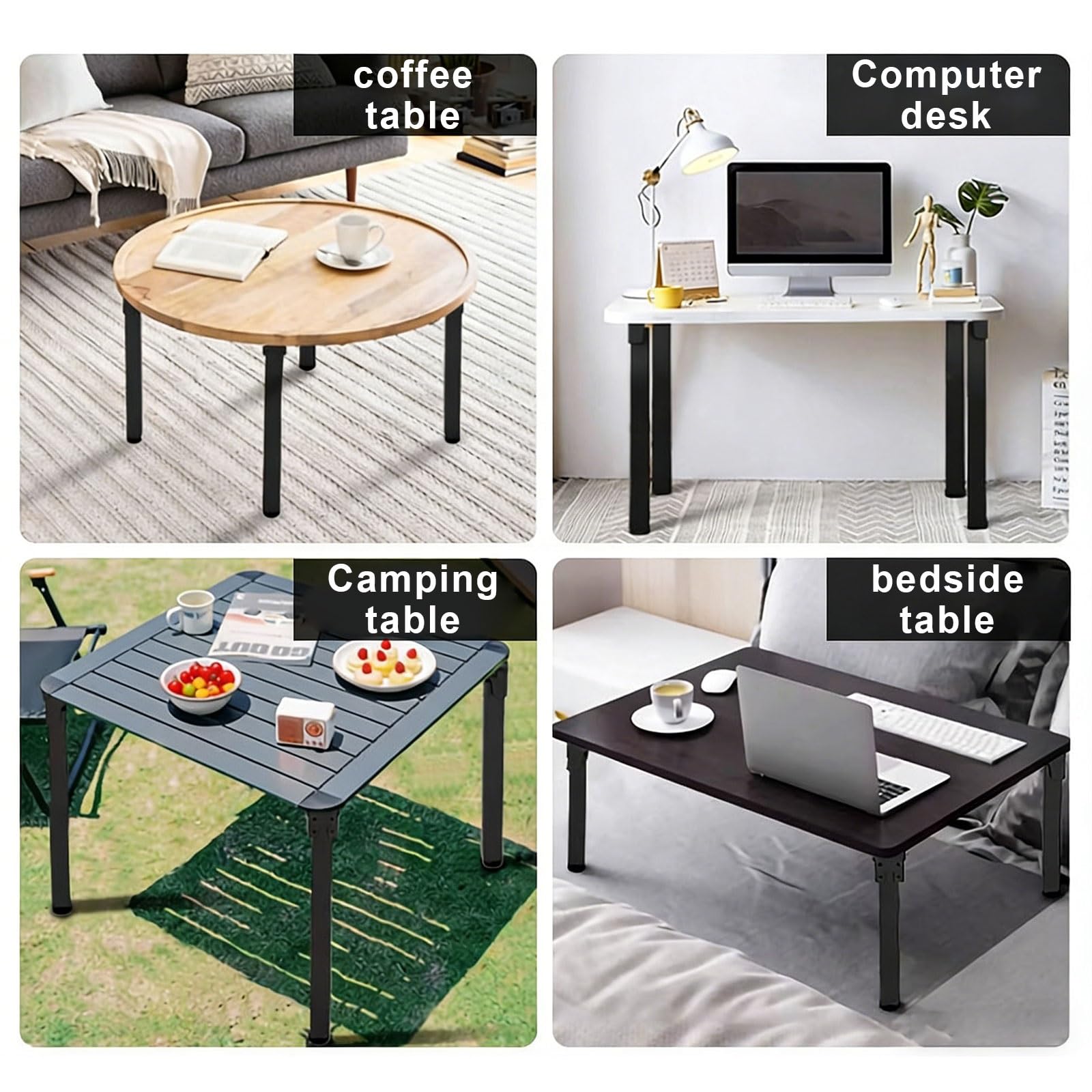 Gambe pieghevoli per tavolo, 4 pezzi, autobloccanti, resistenti, piedini di supporto moderni per scrivania, divano, tavolino da caffè, include viti di montaggio,