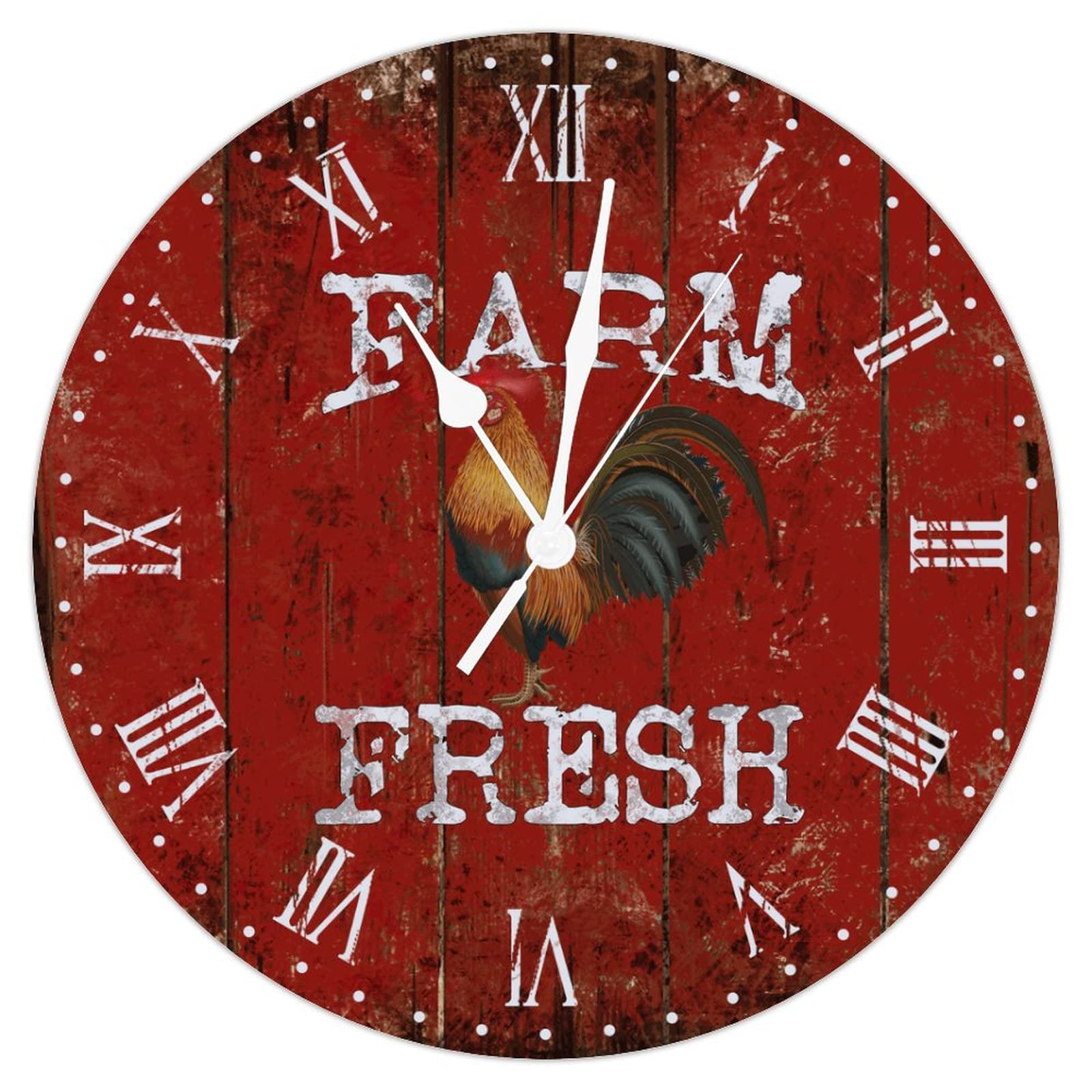 Horloge murale grand format coq rouge lisible et silencieuse