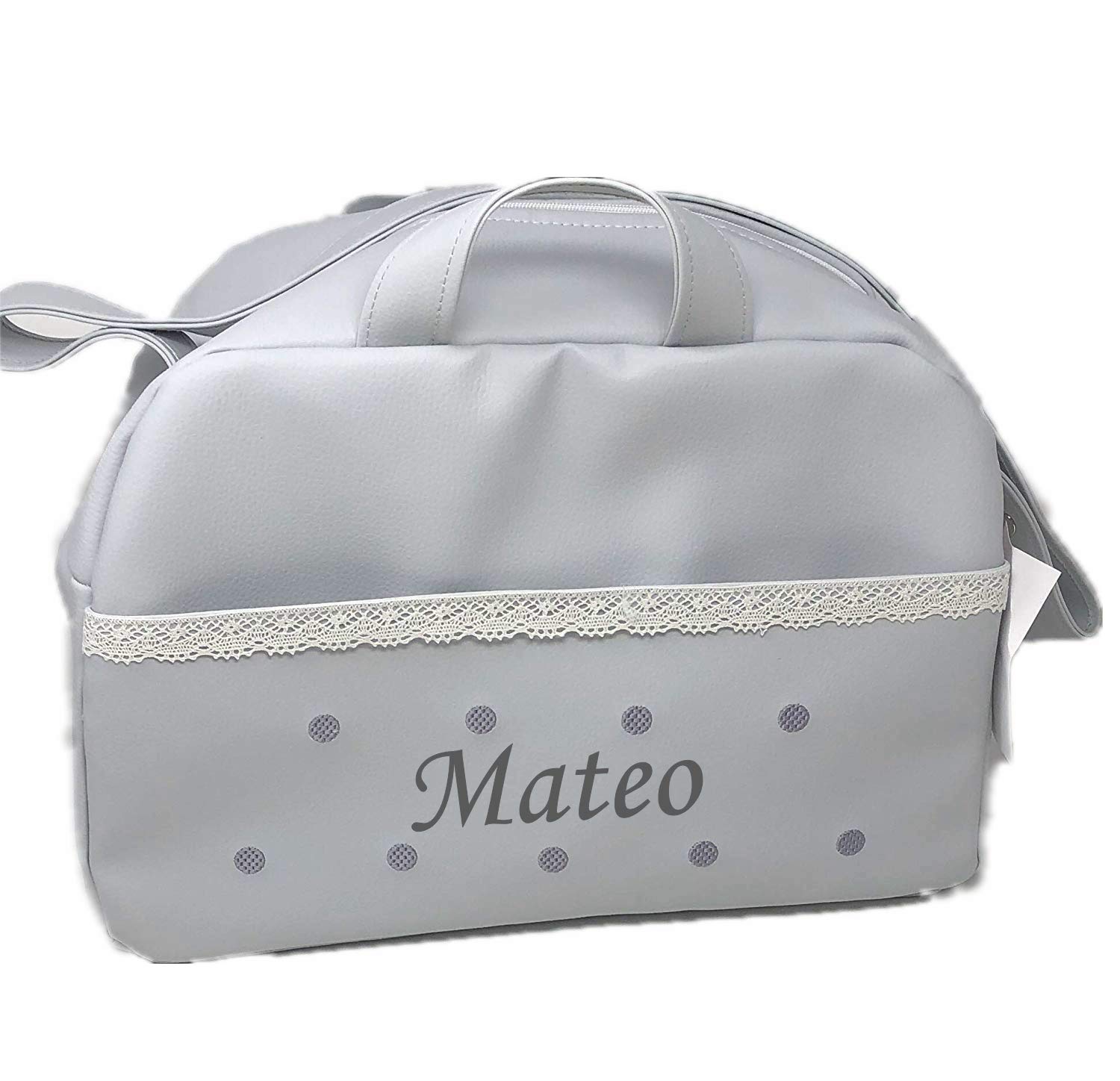 danielstore- Bolso Personalizado Bebe Carrito bebe con nombre bordado. Levante gris
