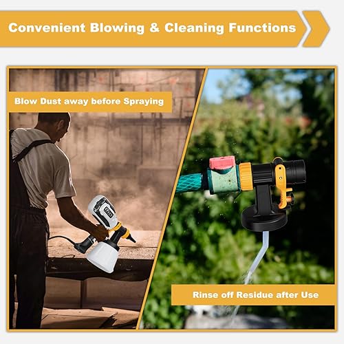 Miniatura 4 de Pulverizador de pintura, pistola de pulverización HVLP de 700 W con juntas de limpieza y soplado, 4 tamaños de boquilla y 3 patrones de