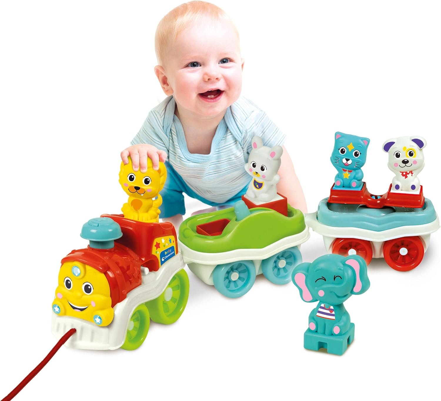 Clementoni - 17848-3-in-1 Animal Train - Train Toys, Building Set with Train and Characters, Educational Toys For Babies 12-36 Months, Made In Italy