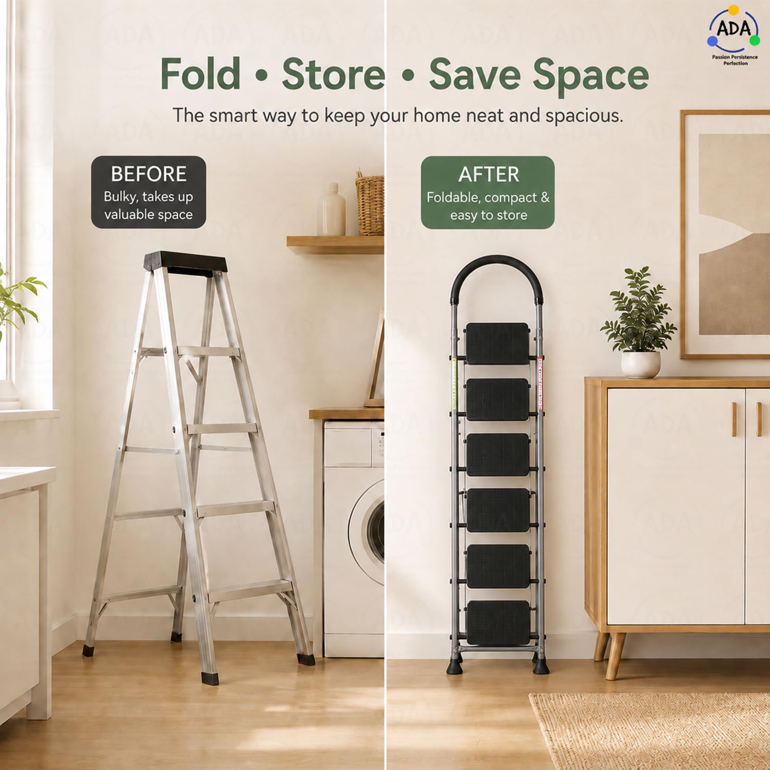 ADA Premium 6 Step Ladder - Heavy Duty & Foldable -4