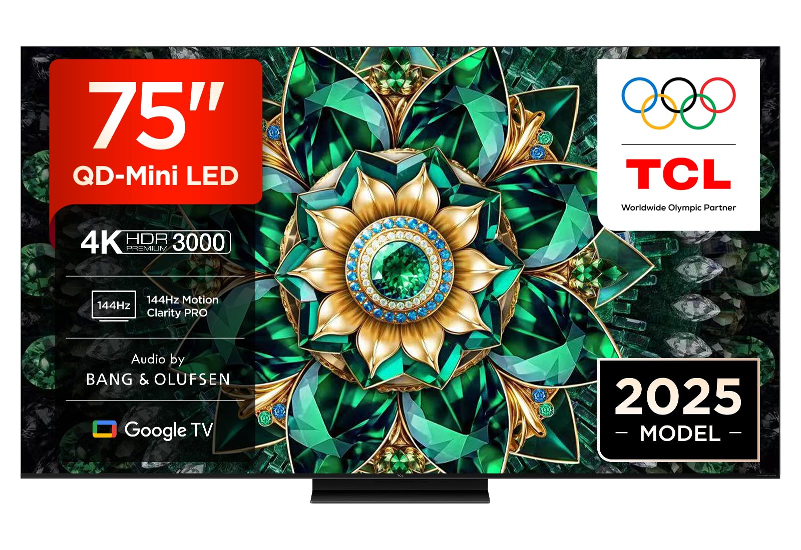 TCL 75Q7C-UK QD-Mini LED TV, 4K HDR Premium 2600, Smart TV Powered by Google TV (Dolby Vision IQ & Atmos, HVA Panel, Audio by Bang & Olufsen, 144Hz Motion Clarity Pro)
