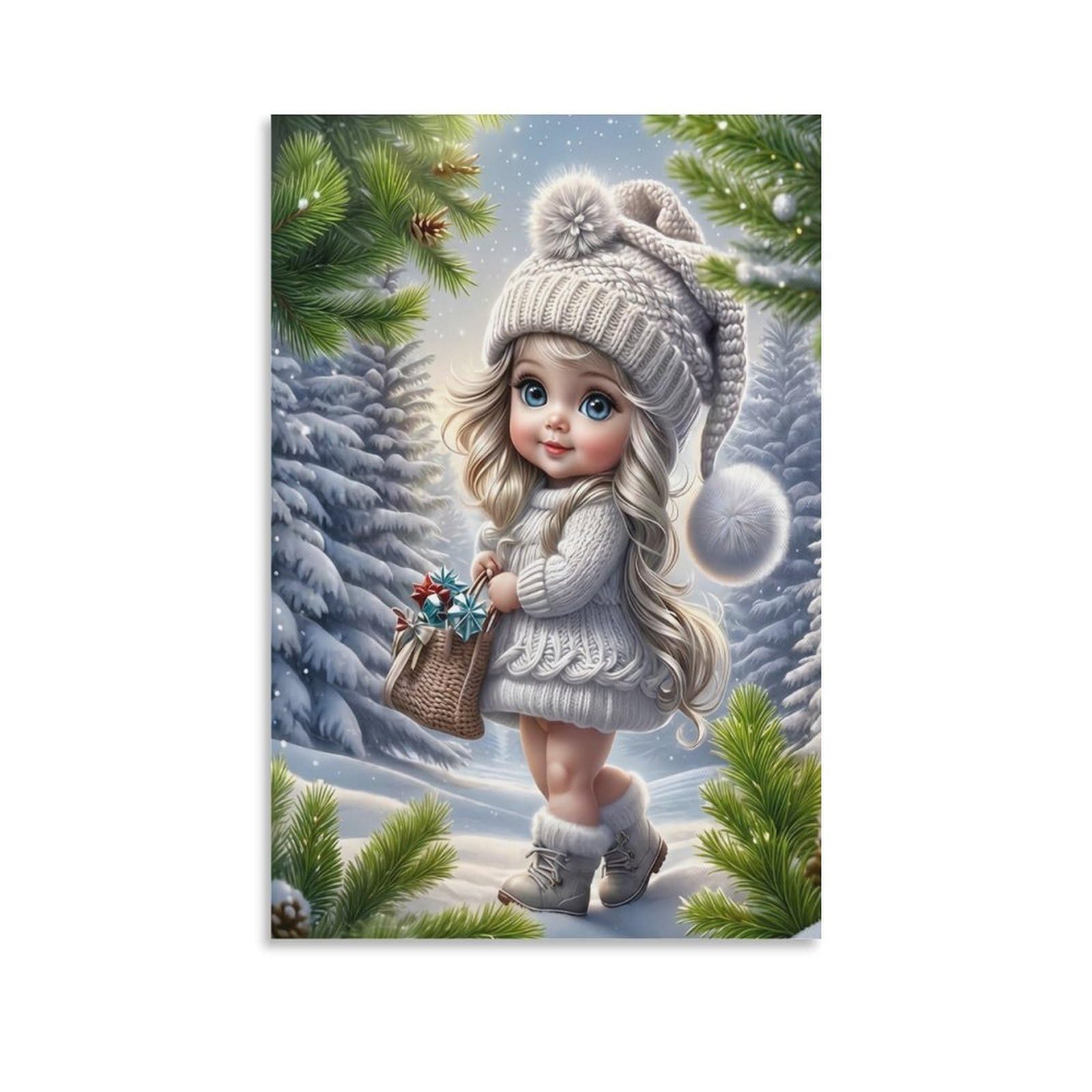 Winter Girl in SnowPaint by Numbers for Adults, Painting Kits for Beginners On Clear Symbols Colored Canvas, Easy DIY Acrylic Pigment Drawing Paintwork for Home Wall Decor, 30x40cm