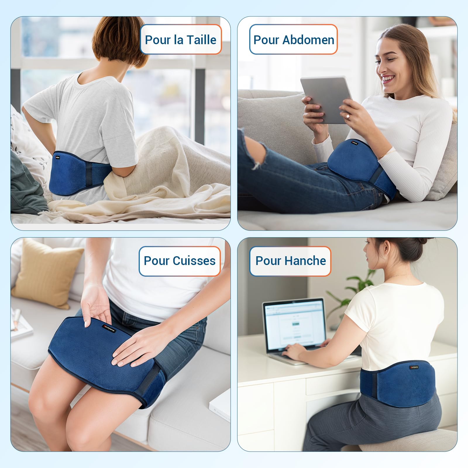 Comfytemp Ceinture Chauffante Lombaire sans Fil avec Massage Vibrant,3 Niveaux de Température & 3 Modes de Massage, Ceinture Dos Chauffante pour Détendre les Dos, Arrêt Automatique, 18x147cm