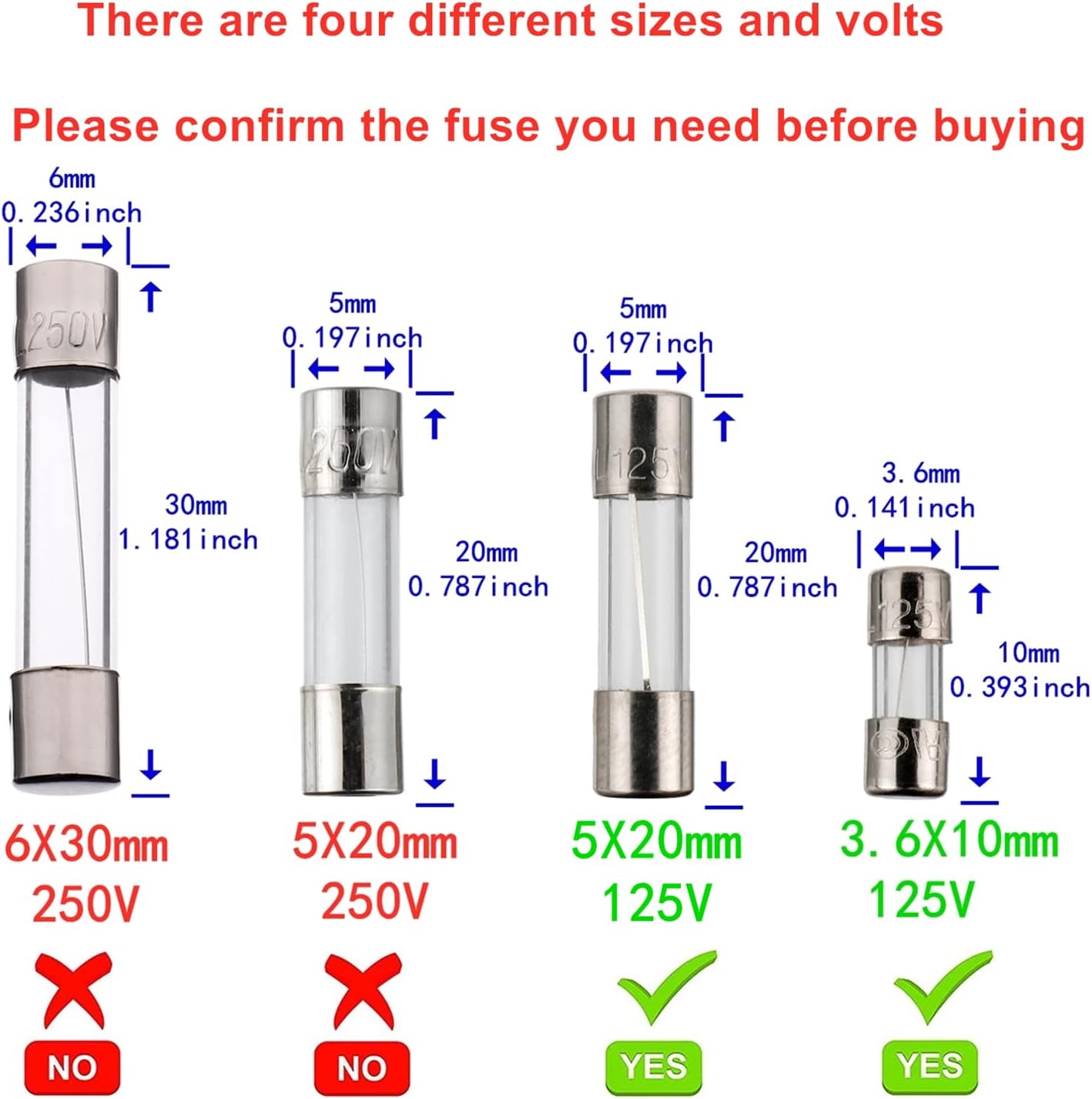 Buy BOJACK Christmas Light fuses 5x20mm 125V 0.5A 1A 2A 3A 4A 5A 8A 10A