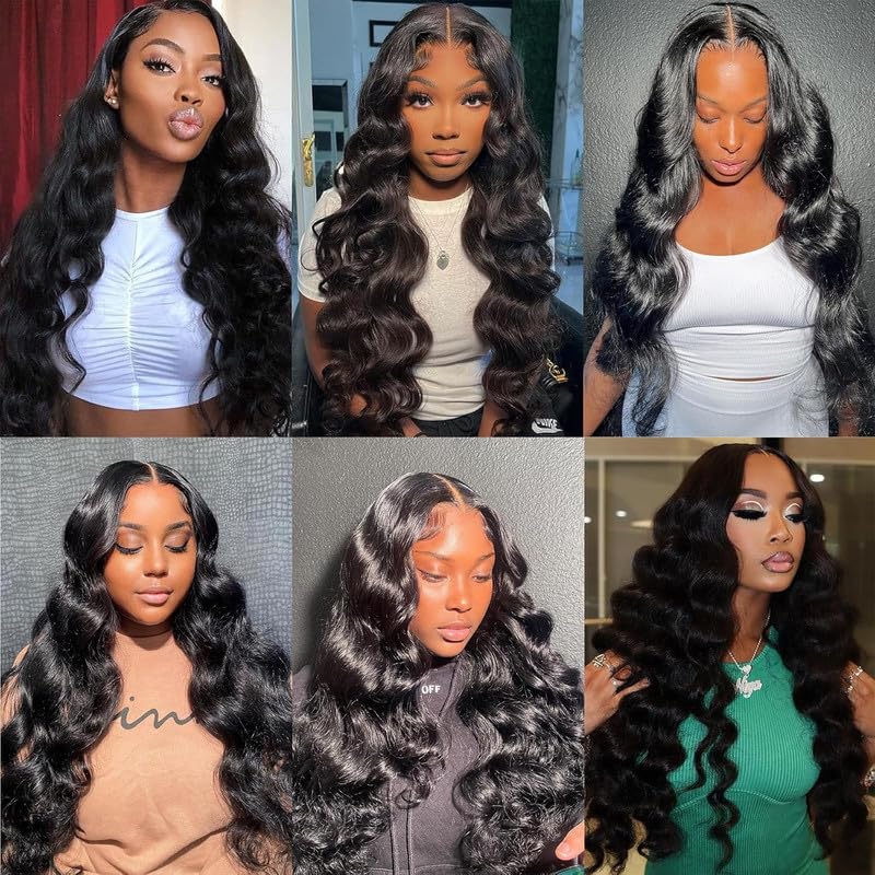 Body Wave Bundles Human Hair 26 28 30 Inch Human Hair Bundle 100% Unprocessed Brazilian Virgin Hair 3 Bundles Human Hair Extensions for Black Women Natural Color