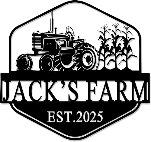 Miniatura 1 de Letrero de metal personalizado de tractor de granja, diseño de tractor retro, decoración de pared de metal, letrero con nombre personalizado para