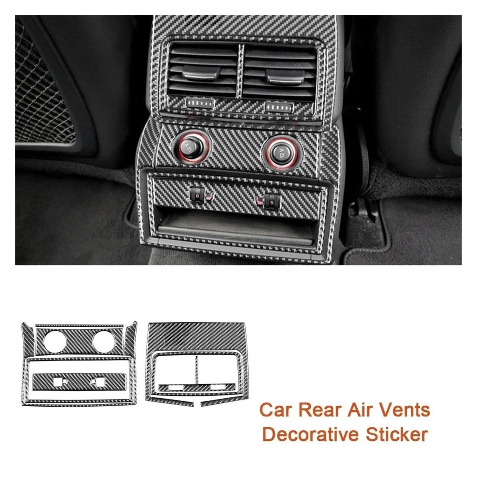 decoraciones interiores coche Rejillas de ventilación traseras para coche, marco salida aire, pegatina decorativa, accesorios interiores para Q7 2007-2015