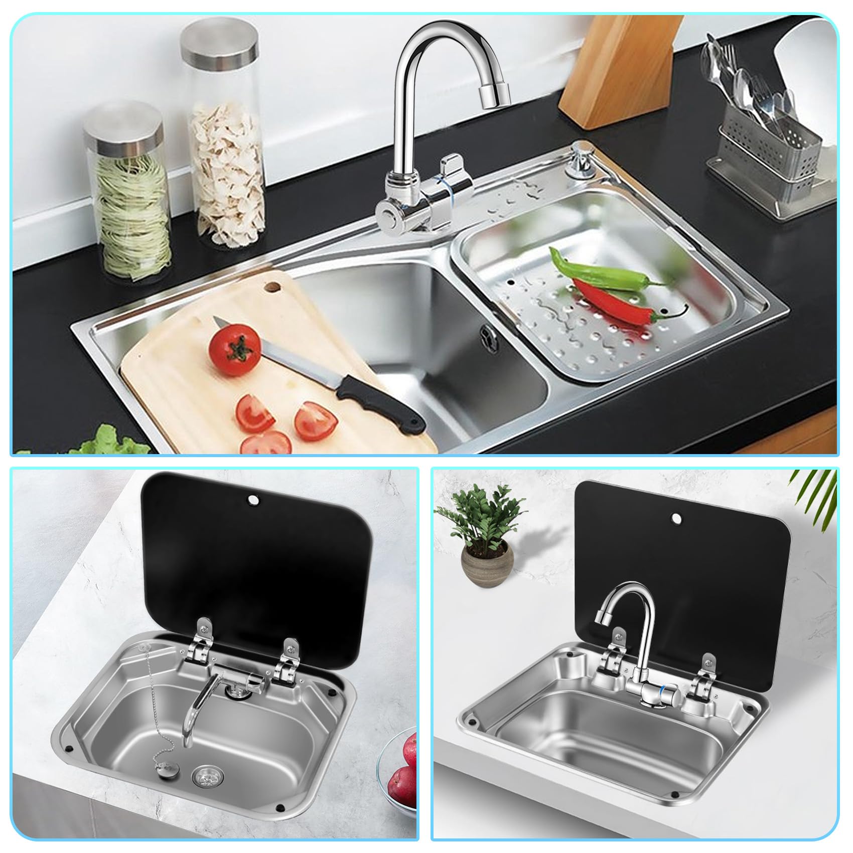 Grifo plegable de chenilla rotación de 360 grados, grifo de agua fría y , grifo de cobre para barcos