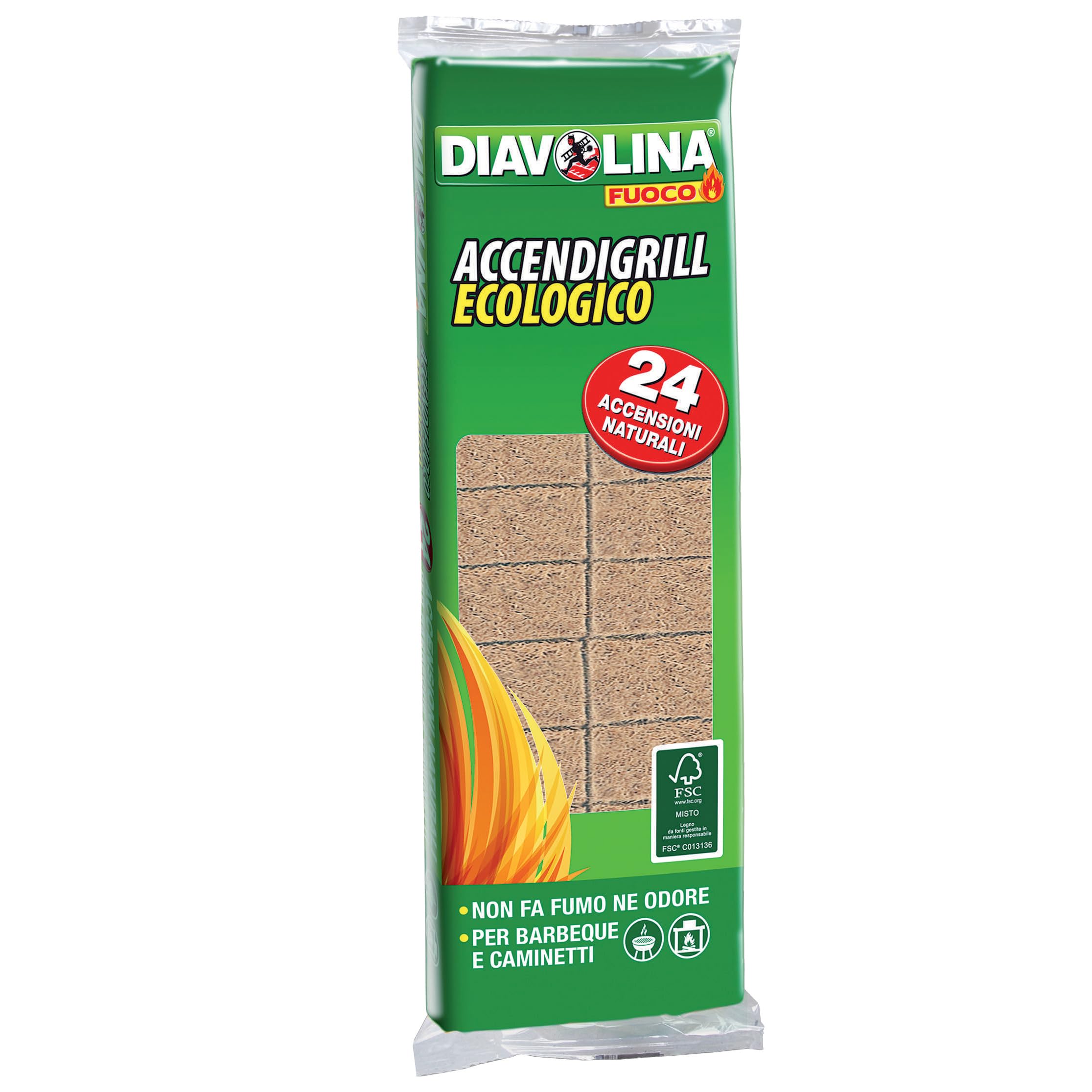 24 CONF. DIAVOLINA ACCENDIFUOCO ECOLOGICO 24 CUBETTI 15330 PER BARBECUE CAMINI STUFE