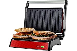 Ovente 1000W Electric Indoor Panini Press Sandwich Maker with Non-Stick Plates