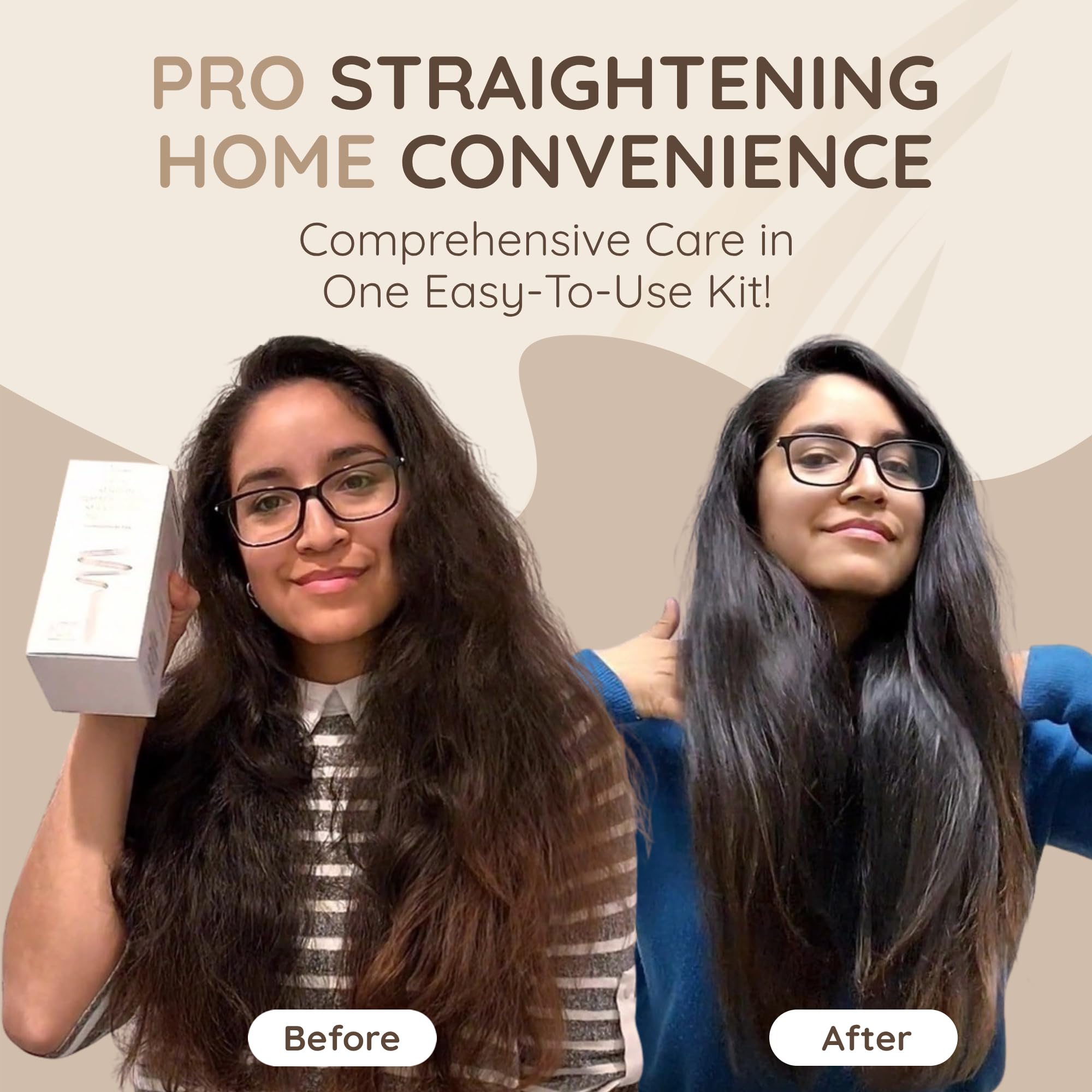 VITAMINS hair cosmetics Keratin Hair Treatment Straightening Kit - Hair Straightener Smoothing Set - Formaldehyde Free Product Complex - Tratamiento de Keratina para Alisar el Cabello sin Formol